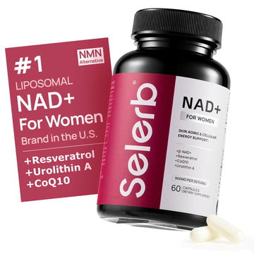 NAD+ Supplement for Women - NMN Alternative with β-NAD+, Trans-Resveratrol, CoQ10, D-Ribose - Promotes Cellular Renewal, Energy, and Radiant Skin Health - 60 Capsules Advanced SelerbAu supplements