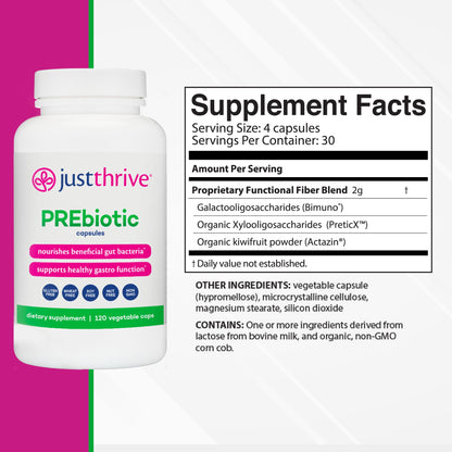 Just Thrive PREbiotic Capsules - Prebiotic Blend for Gut Health and Immune Support, 120 Caps Just ThriveUS supplements