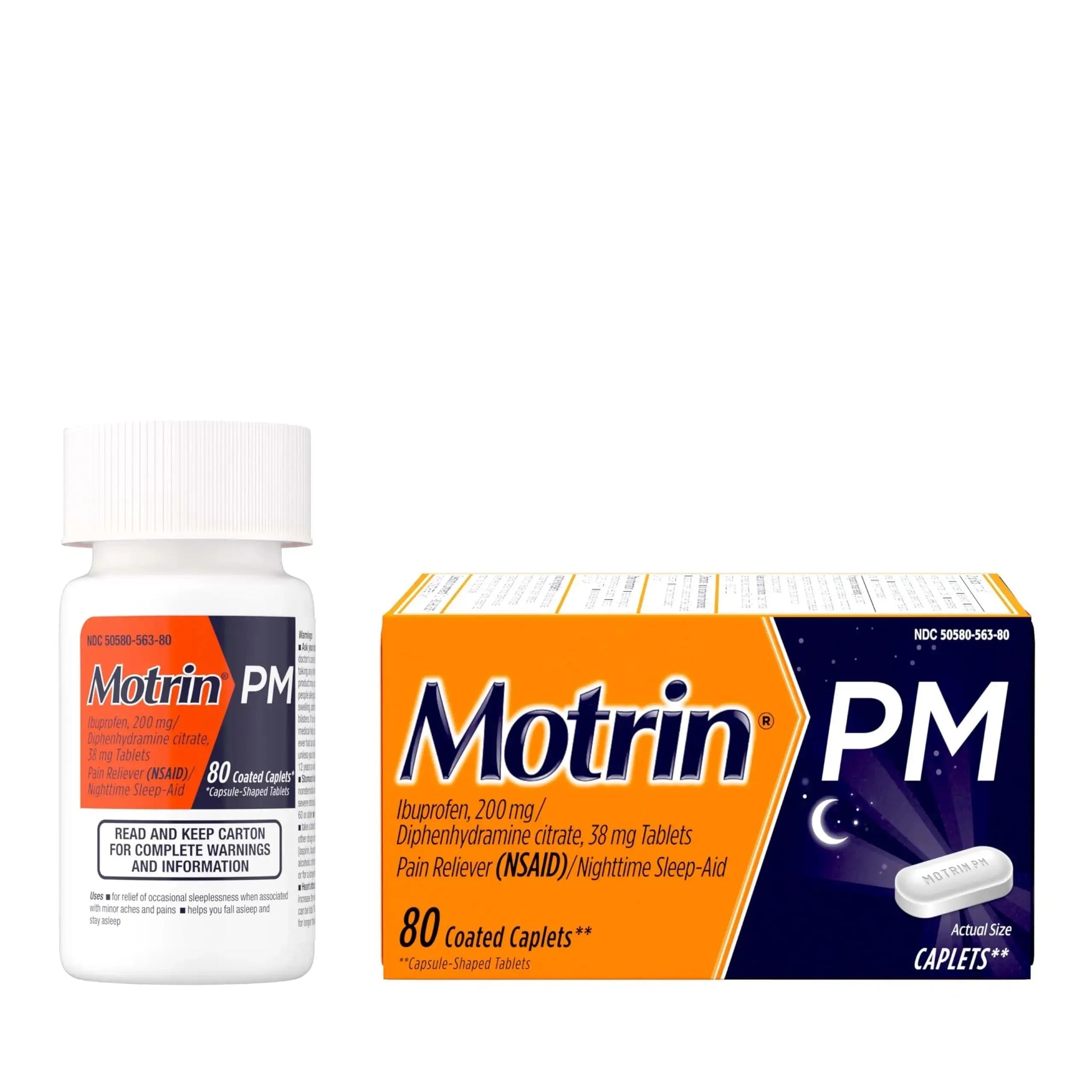 Motrin PM Caplets with 200 mg Ibuprofen & 38 mg Diphenhydramine Sleep Aid, Nighttime Pain Reliever for Minor Aches & Pains, Bulk, 80 ct MotrinAu supplements