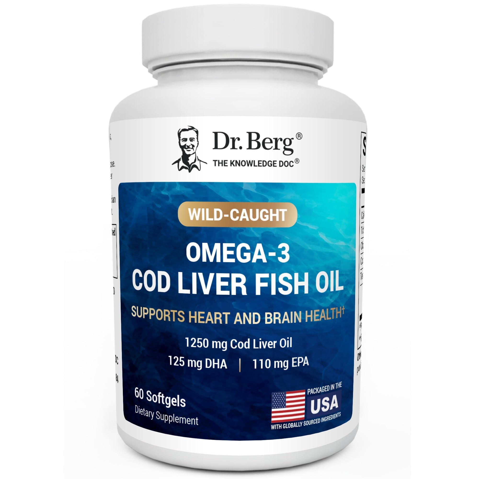Dr. Berg Omega-3 Cod Liver Fish Oil 60 Softgels – Wild-Caught Icelandic Cod – Omega 3 EPA & DHA – Heart, Brain, Immune & Eye Support* – Lemon Flavor – 4X Lab-Tested – Non-GMO, No Fillers Dr. Berg NutritionalsAu supplements