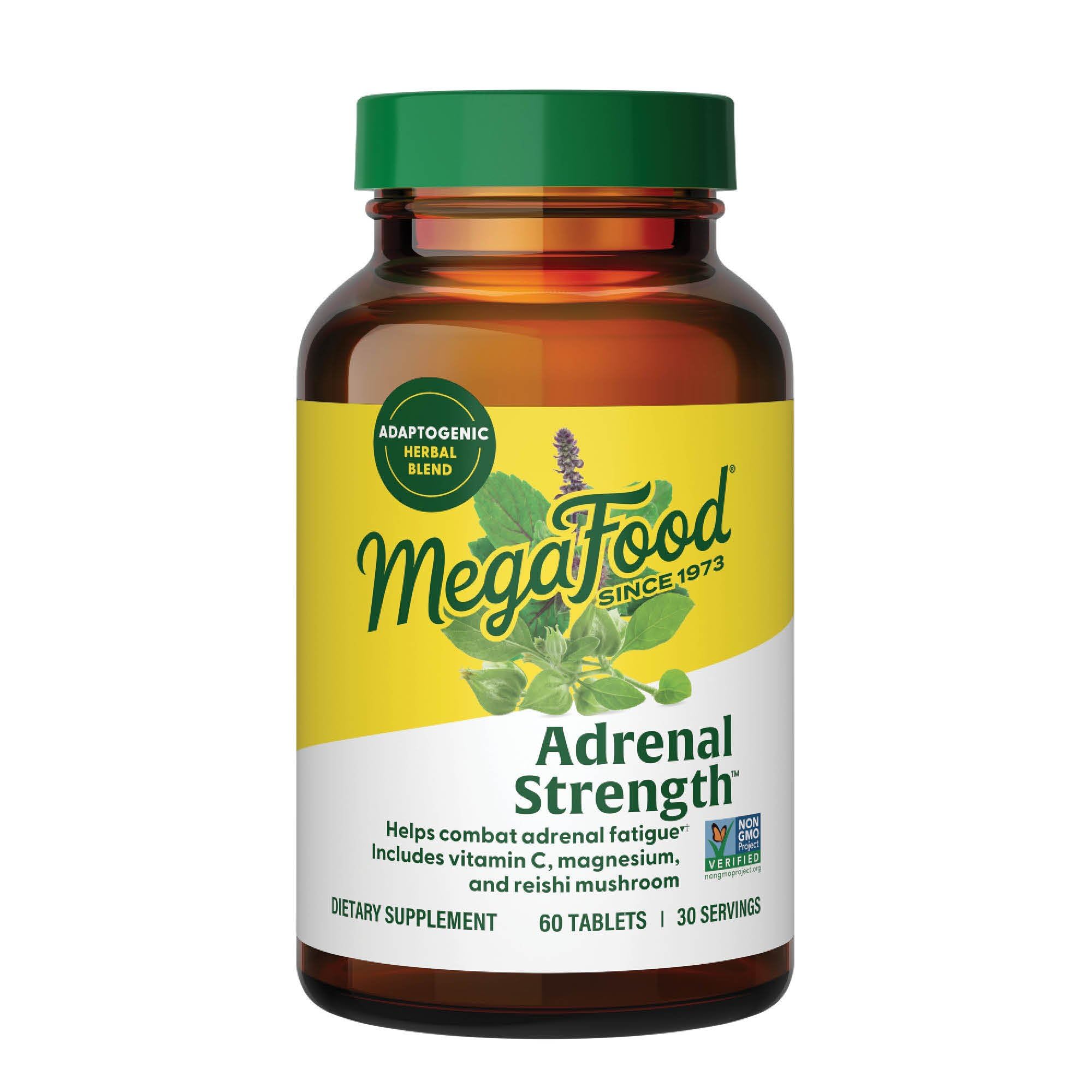 MegaFood Adrenal Strength - Adrenal Support Supplements with Ashwagandha and Magnesium Glycinate, Vitamin C, Holy Basil, Astragalus, Reduces Cortisol Levels - Vegetarian - 60 Tablets (30 Servings) MegaFoodAu supplements