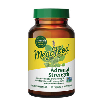 MegaFood Adrenal Strength - Adrenal Support Supplements with Ashwagandha and Magnesium Glycinate, Vitamin C, Holy Basil, Astragalus, Reduces Cortisol Levels - Vegetarian - 60 Tablets (30 Servings) MegaFoodAu supplements