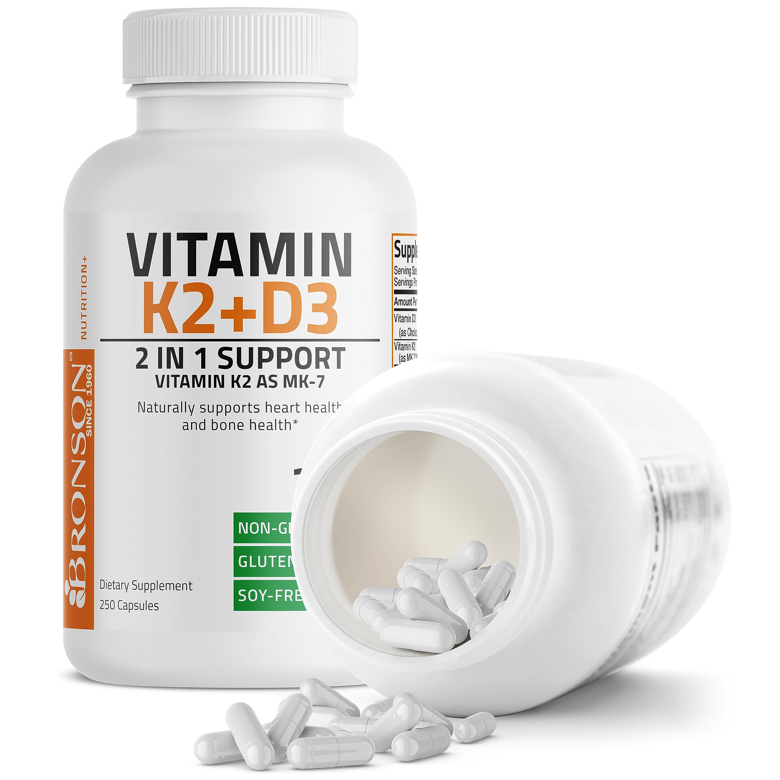 Bronson Vitamin K2 (MK7) with D3 Supplement Bone and Heart Health Non-GMO BronsonAu supplements