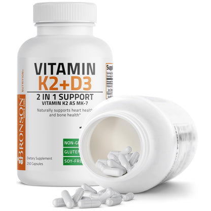 Bronson Vitamin K2 (MK7) with D3 Supplement Bone and Heart Health Non-GMO BronsonUS supplements