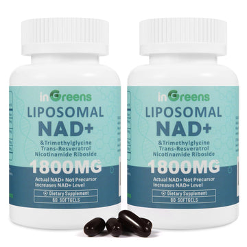 inGreens Liposomal NAD+ Supplement 1800 mg with Nicotinamide Riboside, Trans Resveratrol, Trimethylglycine，Replaces NMN, Boost NAD+, Aging Defense，Cellular Energy, 120 Softgels inGreensAu supplements