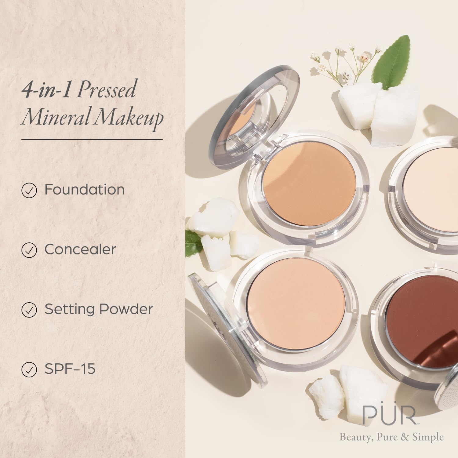 PUR Beauty 4-in-1 Pressed Mineral Makeup Powder Foundation with SPF 15 - Concealer & Finishing Compact Pressed Powder for Face - Buildable Medium to Full Coverage Foundation Powder (Blush Medium) PÜR MINERALSAu supplements