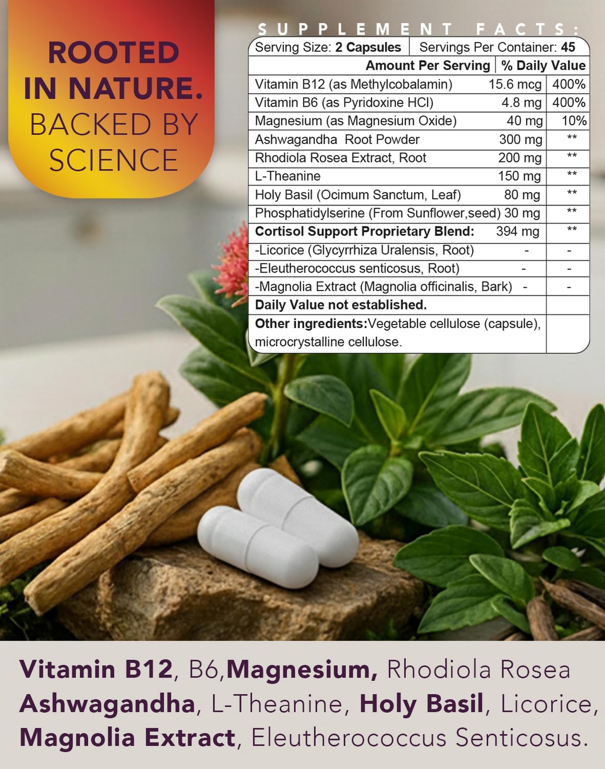 Cortisol Manager – Adrenal Support Supplement for Women & Men – Natural Stress Relief, Calm & Sleep Support – Cortisol Reducer with Ashwagandha, Magnesium, L-Theanine & Rhodiola – 90 Vegan Capsules ONE 365Au supplements