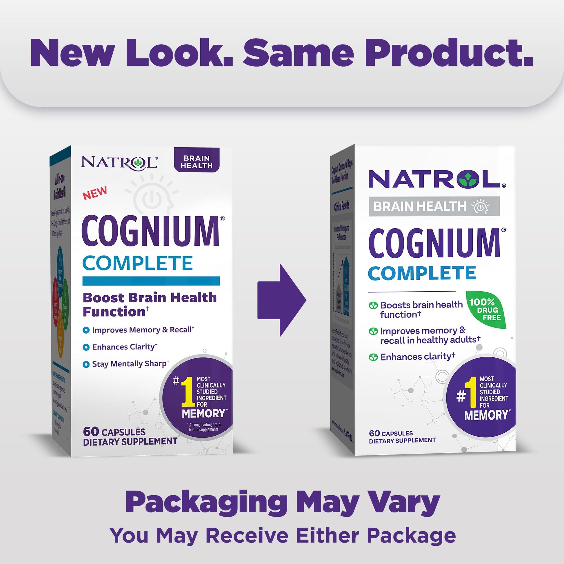 Natrol Cognium Complete, Dietary Supplement for Brain Health, Brain Health Supplements for Adults, 60 Capsules, 30 Day Supply NatrolAu supplements