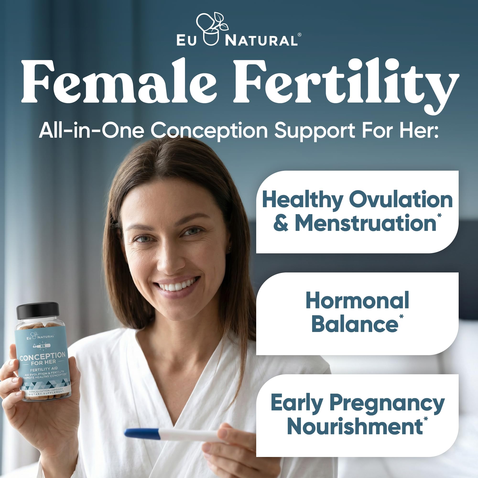 Eu Natural Conception for Her Fertility Supplements for Women - Ovulation, Hormonal Balance & Regular Cycle Support - Myo-Inositol, Folate, Folic Acid & Vitex - 60 Vegetarian Capsules Eu NaturalAu supplements