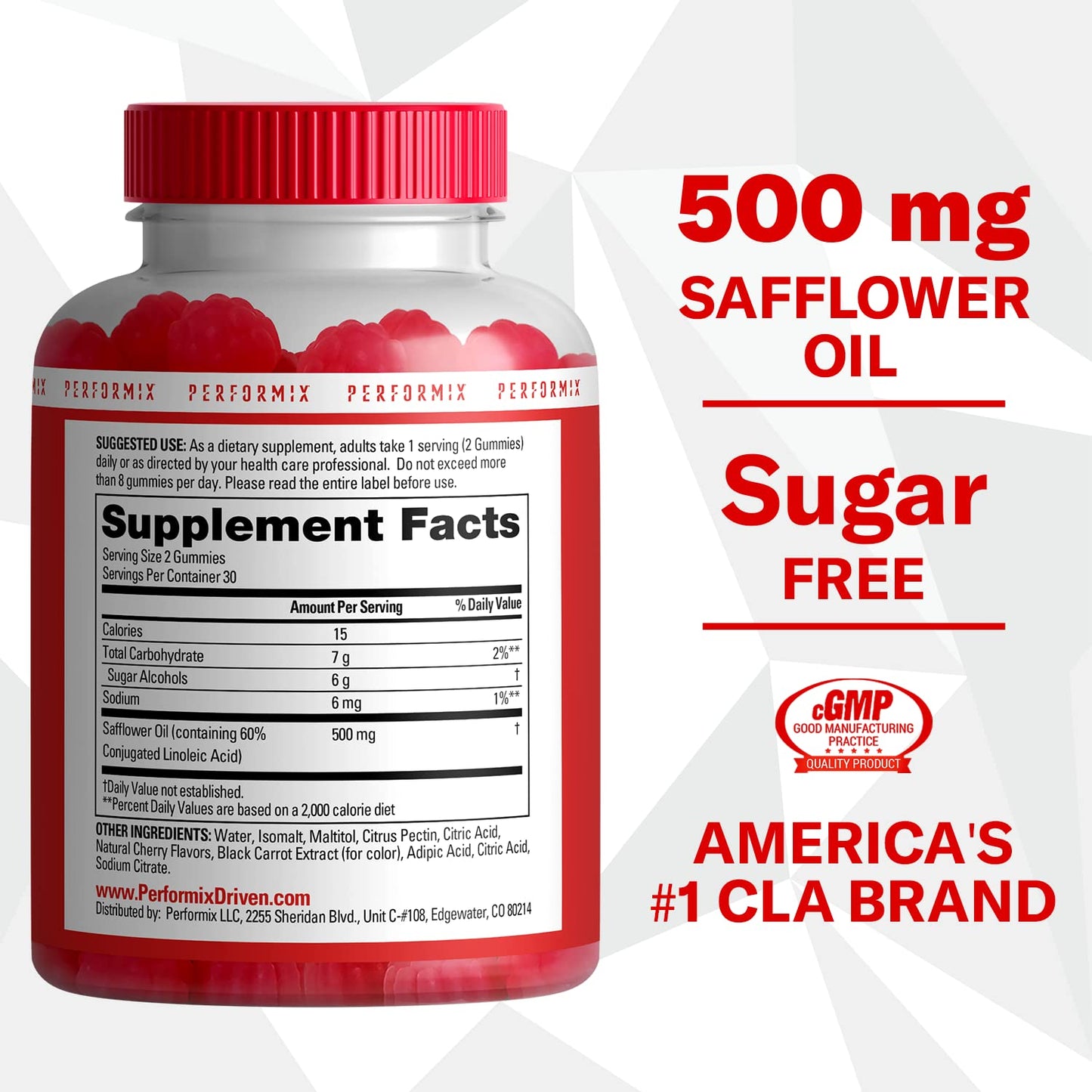 PERFORMIX AbCuts CLA Gummies - 60 Gummies, Fruit Punch - Non-Stimulant PERFORMIXUS supplements