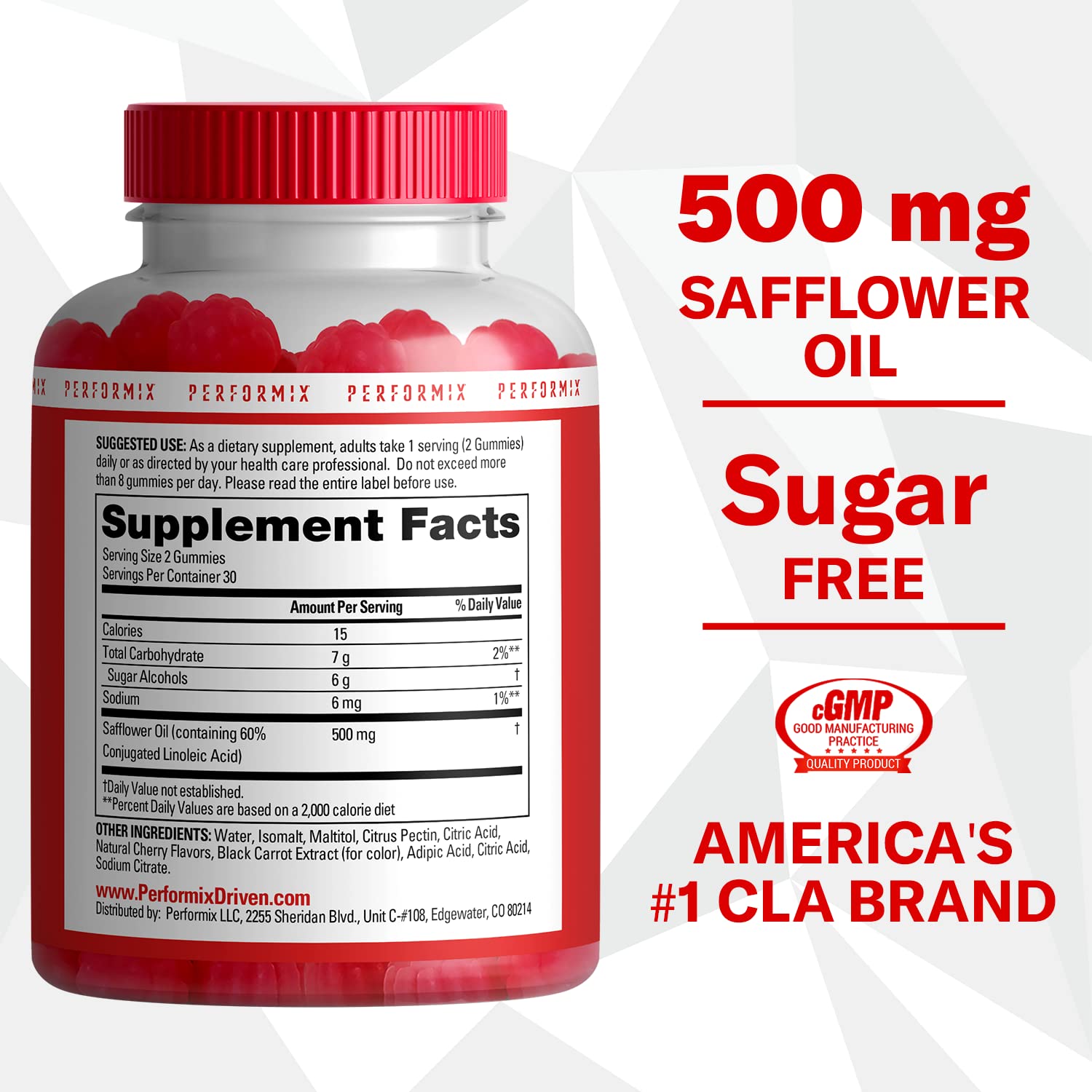PERFORMIX AbCuts CLA Gummies - 60 Gummies, Fruit Punch - Non-Stimulant PERFORMIXUS supplements