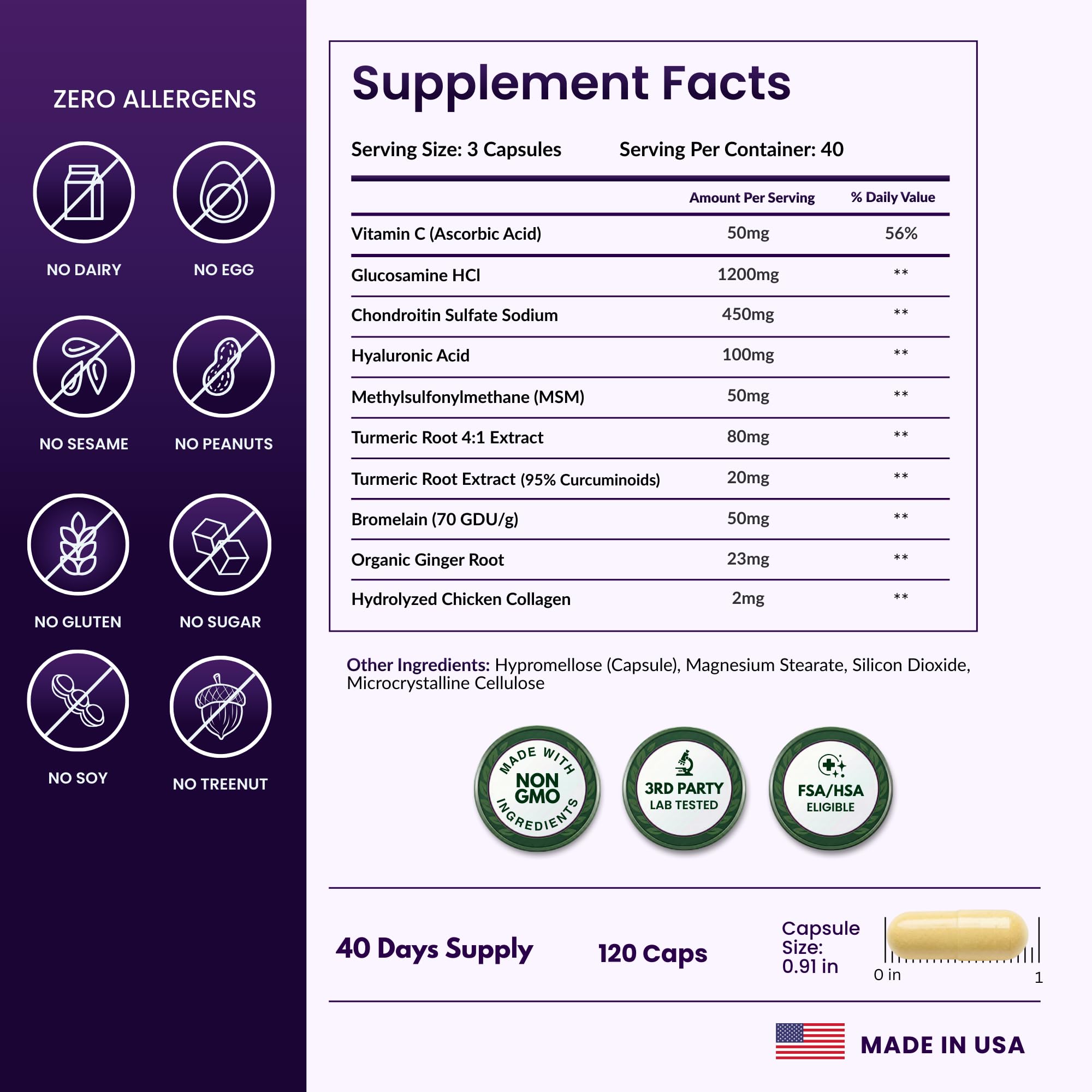 ForestLeaf Glucosamine Chondroitin MSM Joint Supplement Complex - 1200mg - 120 Caps ForestLeafAu supplements