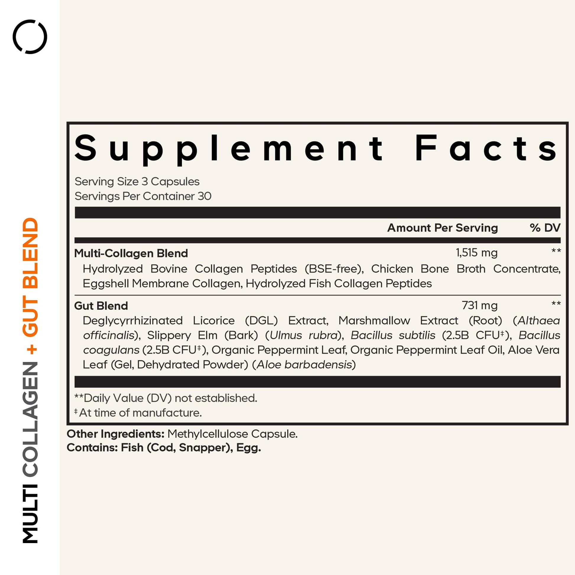 Codeage Multi Collagen + Gut Blend Supplement - Digestive Probiotics, DGL Licorice, Aloe Vera, Organic Peppermint Leaf, Slippery Elm - Hydrolyzed Bovine Collagen Pills - Non-GMO - 90 Capsules CodeageAu supplements
