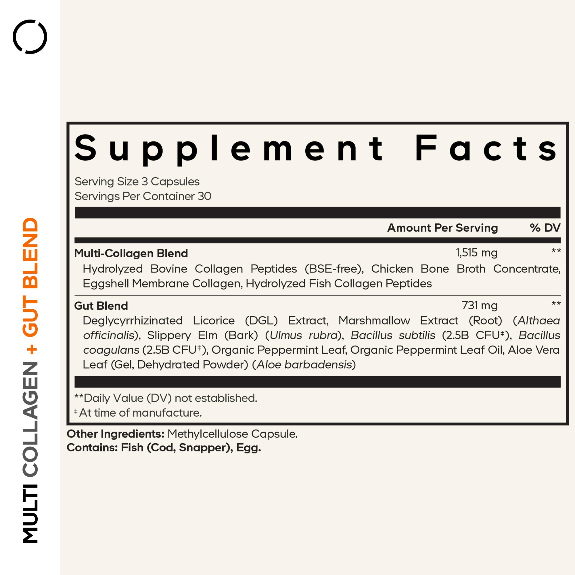 Codeage Multi Collagen + Gut Blend Supplement - Digestive Probiotics, DGL Licorice, Aloe Vera, Organic Peppermint Leaf, Slippery Elm - Hydrolyzed Bovine Collagen Pills - Non-GMO - 90 Capsules CodeageAu supplements