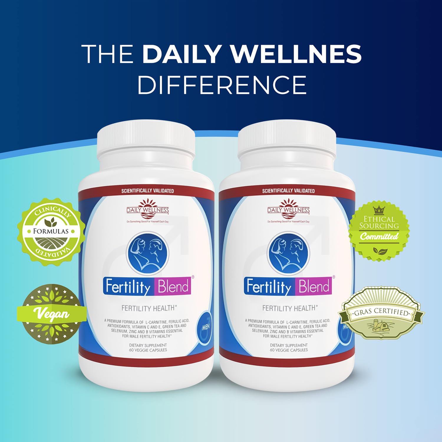 Fertility Blend Daily Wellness for Men - Male Fertility Supplements, Vitamin Blend Pills - Male Count Pre-Conception for Him - Fertility Supplements for Men - 60 Capsules, 2 Pack Fertility BlendAu supplements