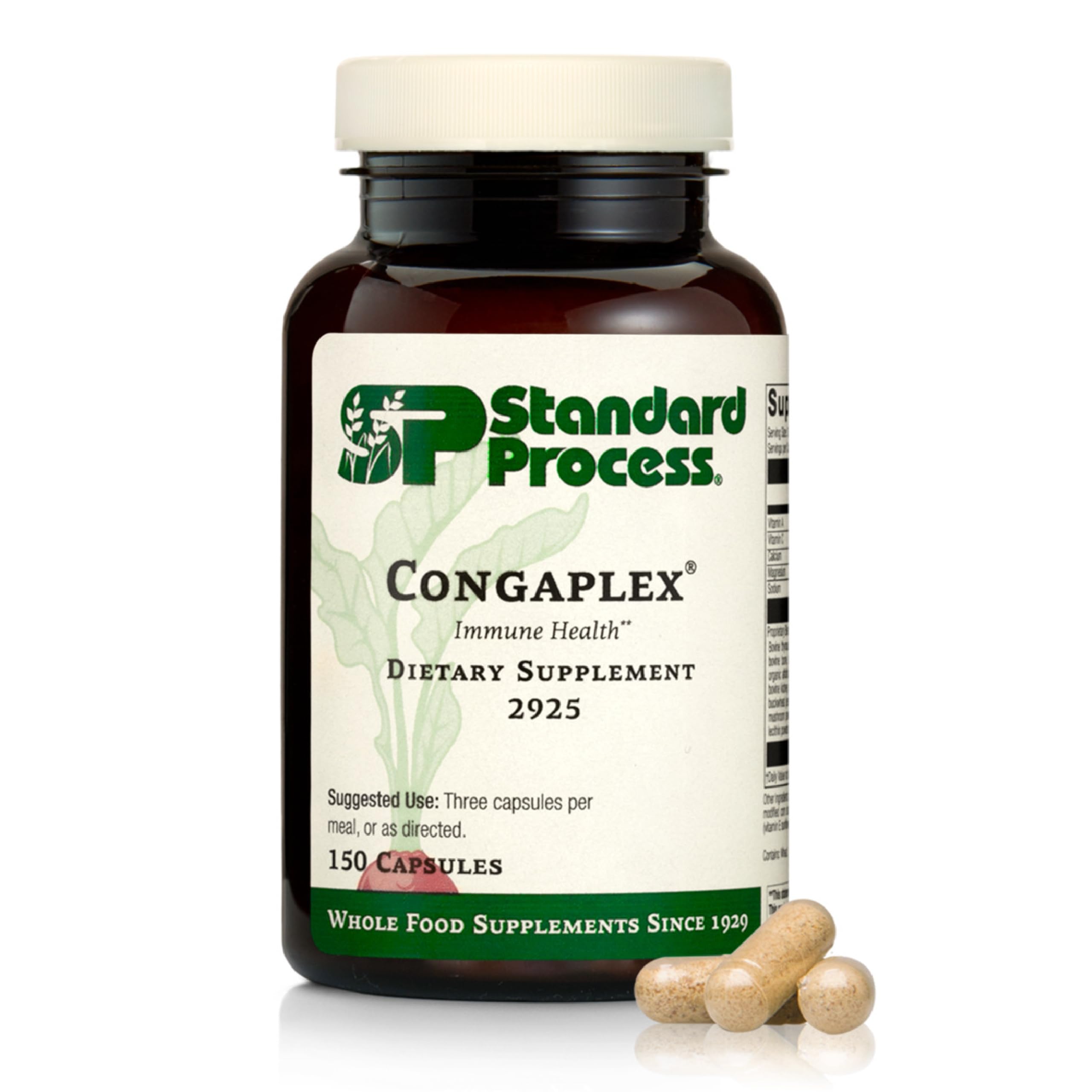Standard Process Inc. Congaplex - Thymus Gland Support Supplement - Immune Health with Calcium Lactate, Magnesium, Vitamin C & Vitamin A - Immune System Aid with Mushroom Powder - 150 Capsules Standard Process Inc.Au supplements