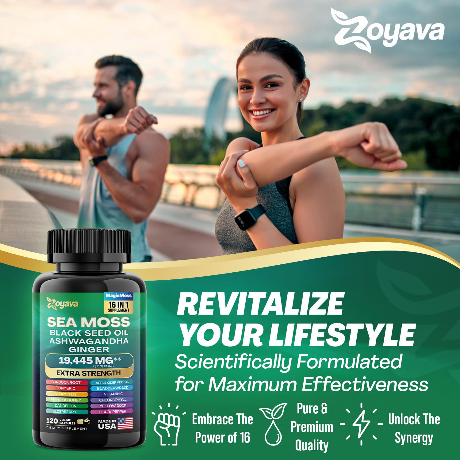 Zoyava Sea Moss 7000mg Black Seed Oil 4000mg Ashwagandha 2000mg Turmeric ZoyavaUS supplements