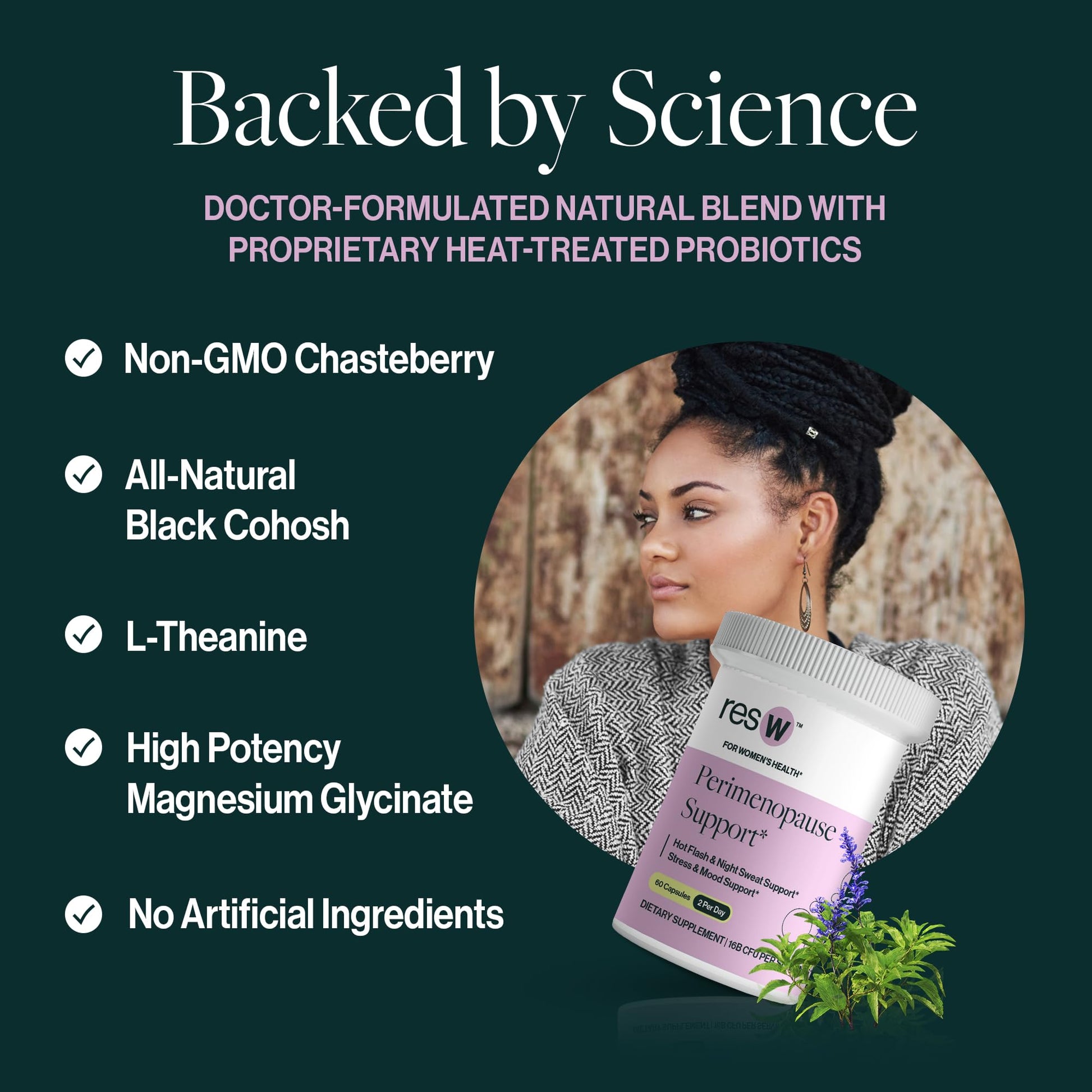 resW Perimenopause Postbiotic Supplement for Women - Hot Flash Support, Night Sweat Relief, Hormone Free, Vegan, Gluten Free, Non GMO, Plant Based Gut Health Support - 60 Capsules ResBioticAu supplements