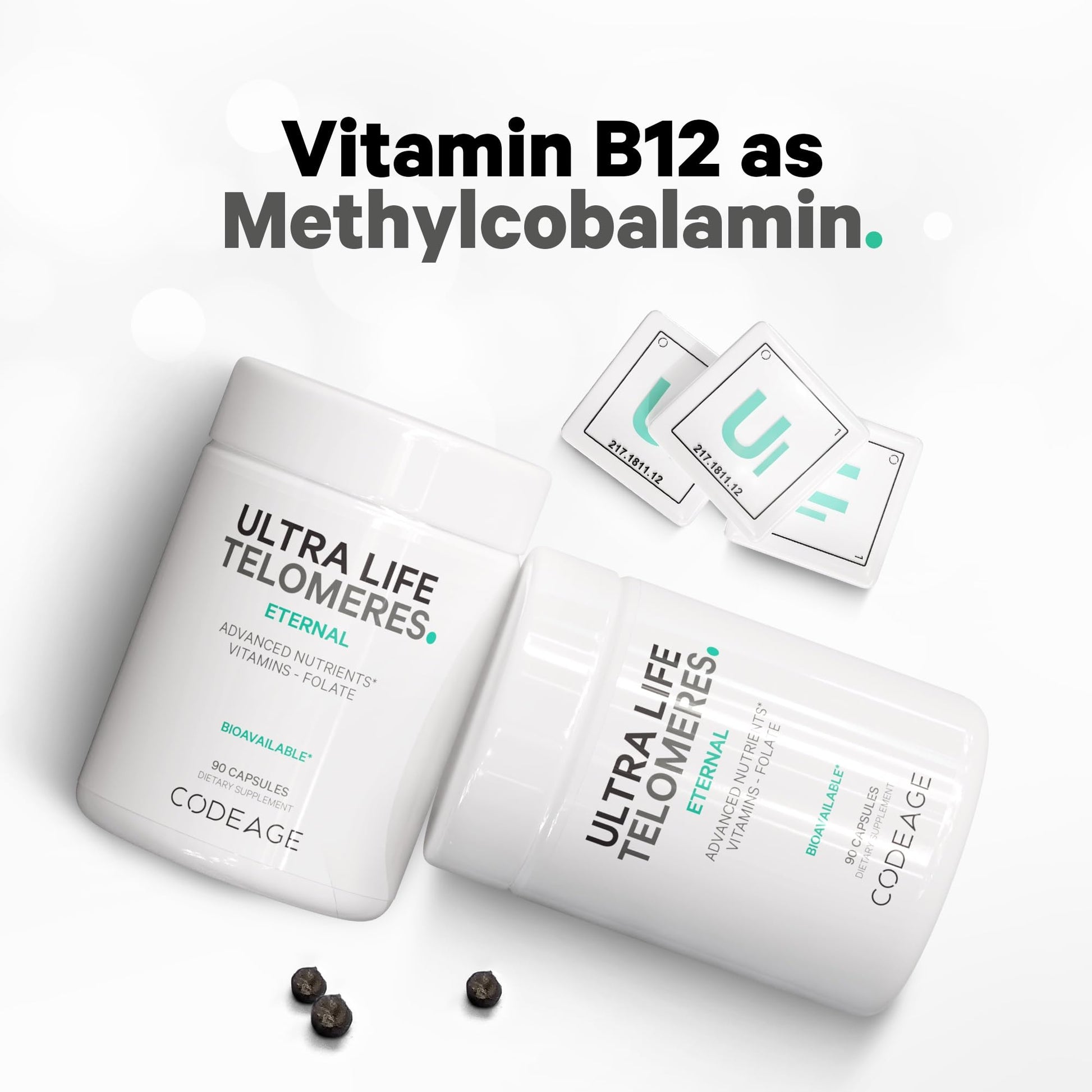 Codeage Ultra Life Telomeres Supplement - 5 MTHF Folate Vitamin B9, Vitamin B12 Methylcobalamin, Vitamin D3, L-Theanine, Ashwagandha - 3-Month Supply - DNA, Methylation Cycle - Non-GMO - 90 Capsules CodeageAu supplements