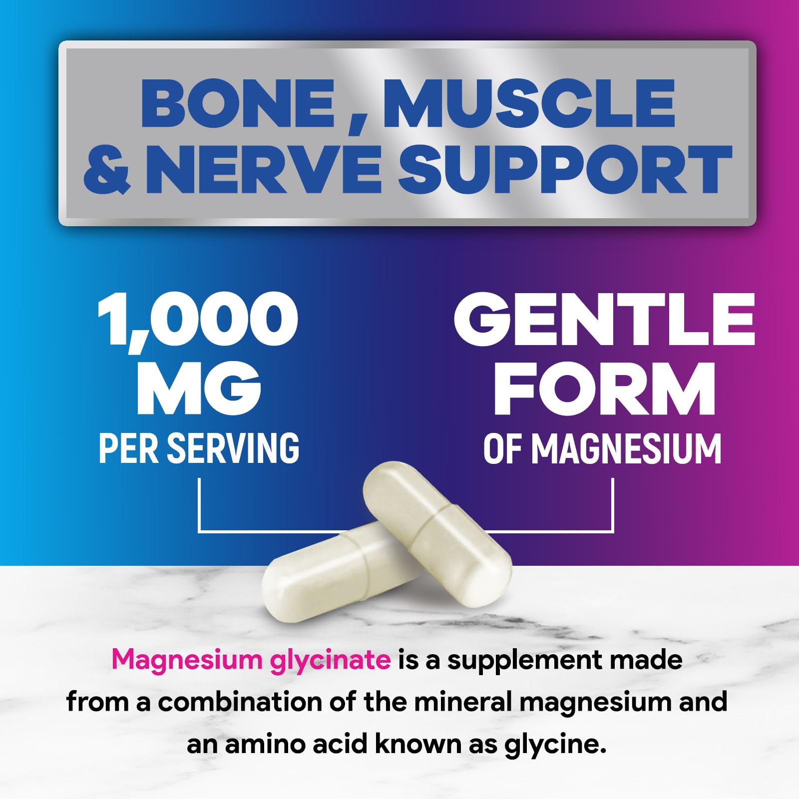 Magnesium Glycinate Capsules 1000mg Per Serving - Pure & Chelated for Max Absorption - Supports Muscle, Nerve & Heart Health, Sleep Support - Magnesium Supplement for Whole Body Support - 120 Capsules Nature's PeakAu supplements