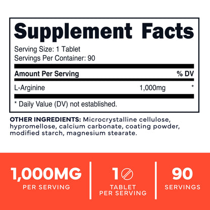 Type Zero L-Arginine 90 Tablets 1,000 mg per Serving - Non-GMO Type ZeroUS supplements
