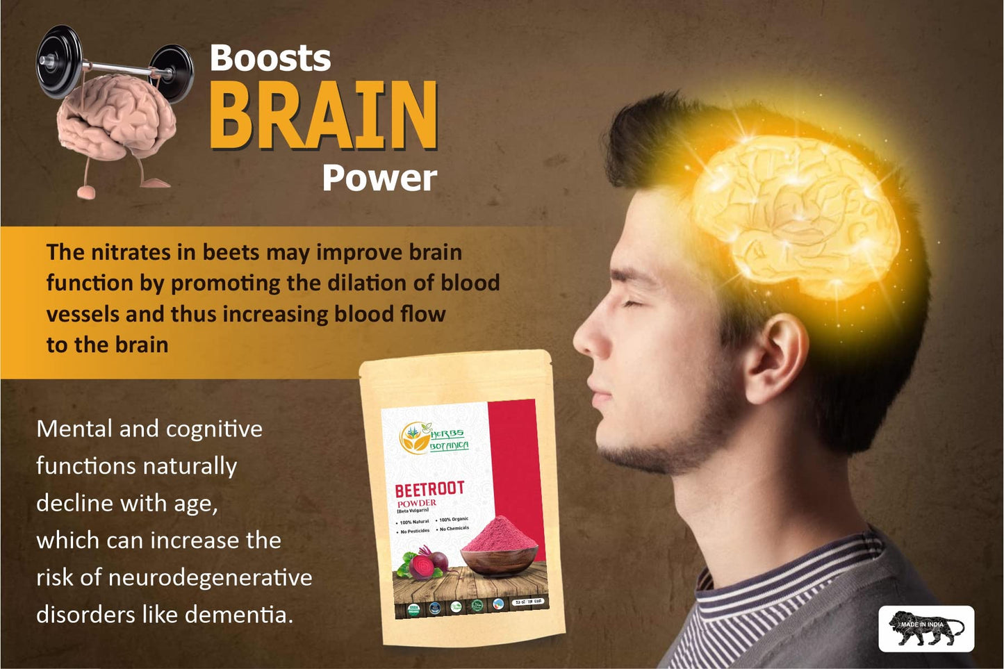 Herbs Botanica Beetroot Powder Organic for Baking and Smoothies | Nitric Oxide Suppement Herbs BotanicaUS supplements