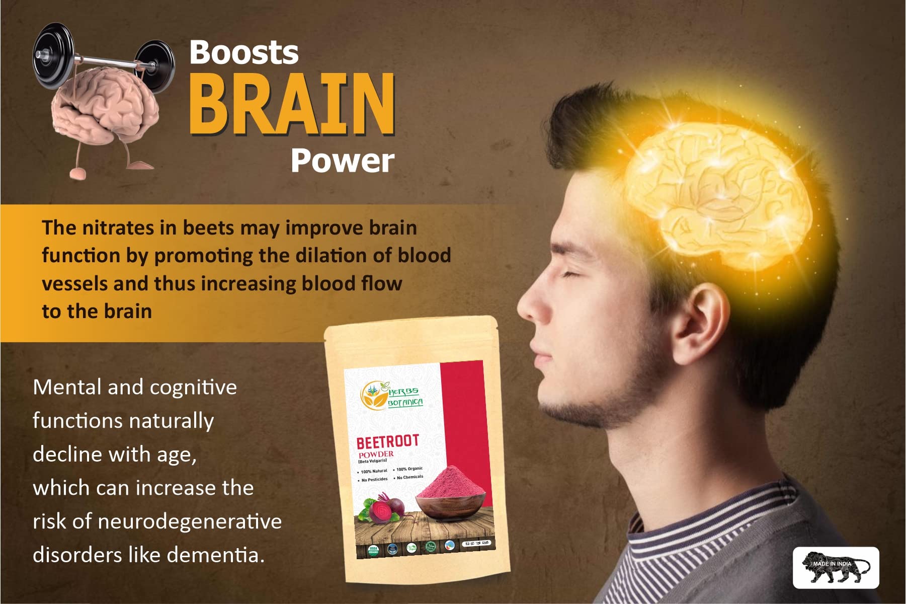 Herbs Botanica Beetroot Powder Organic for Baking and Smoothies | Nitric Oxide Suppement Herbs BotanicaAu supplements