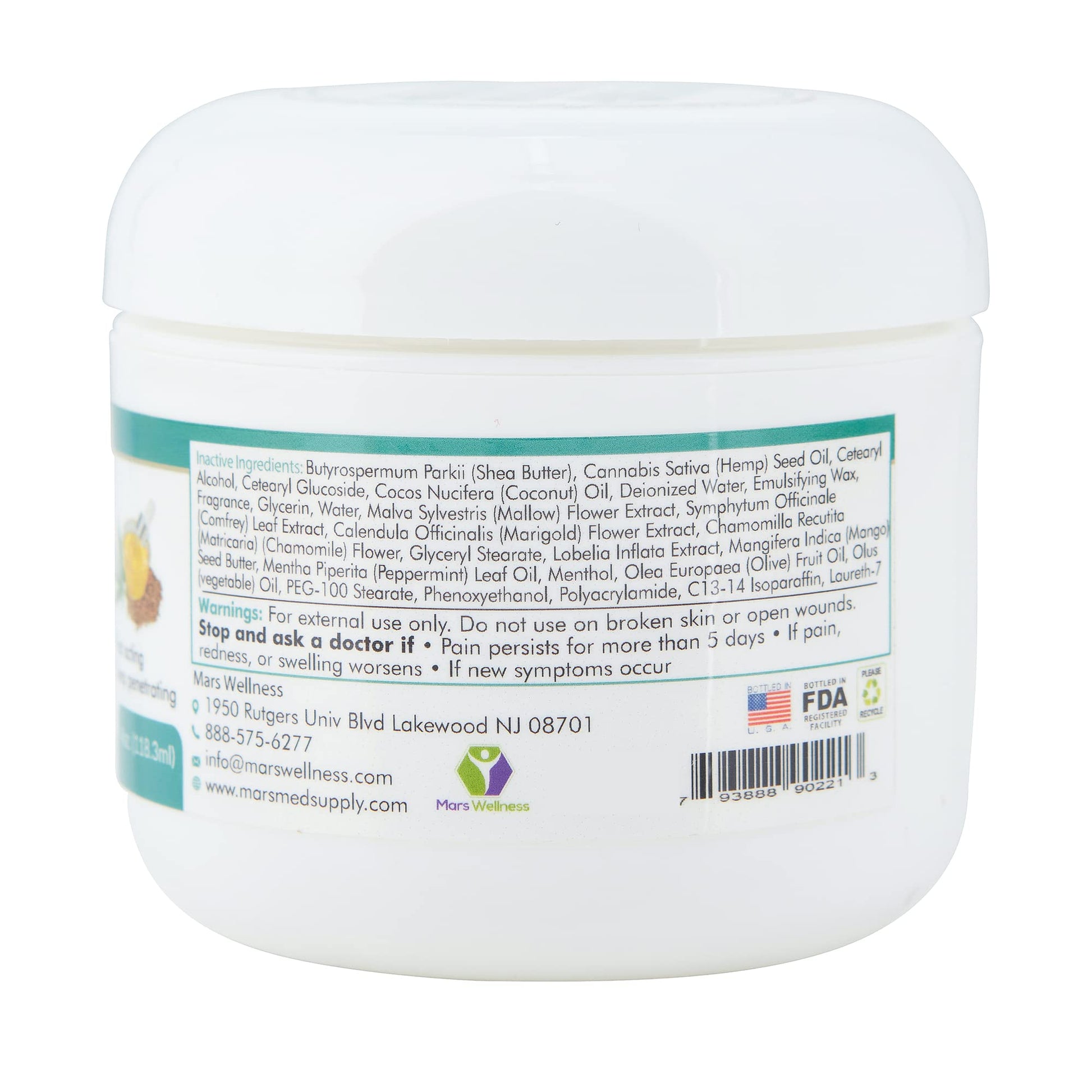 MARS WELLNESS MG+ Hemp Pain Cream (4 oz) - Maximum Strength Arnica & Magnesium Cream for Sore Legs, Joints & Muscle Cramps - Unisex Adults MARS WELLNESSAu supplements