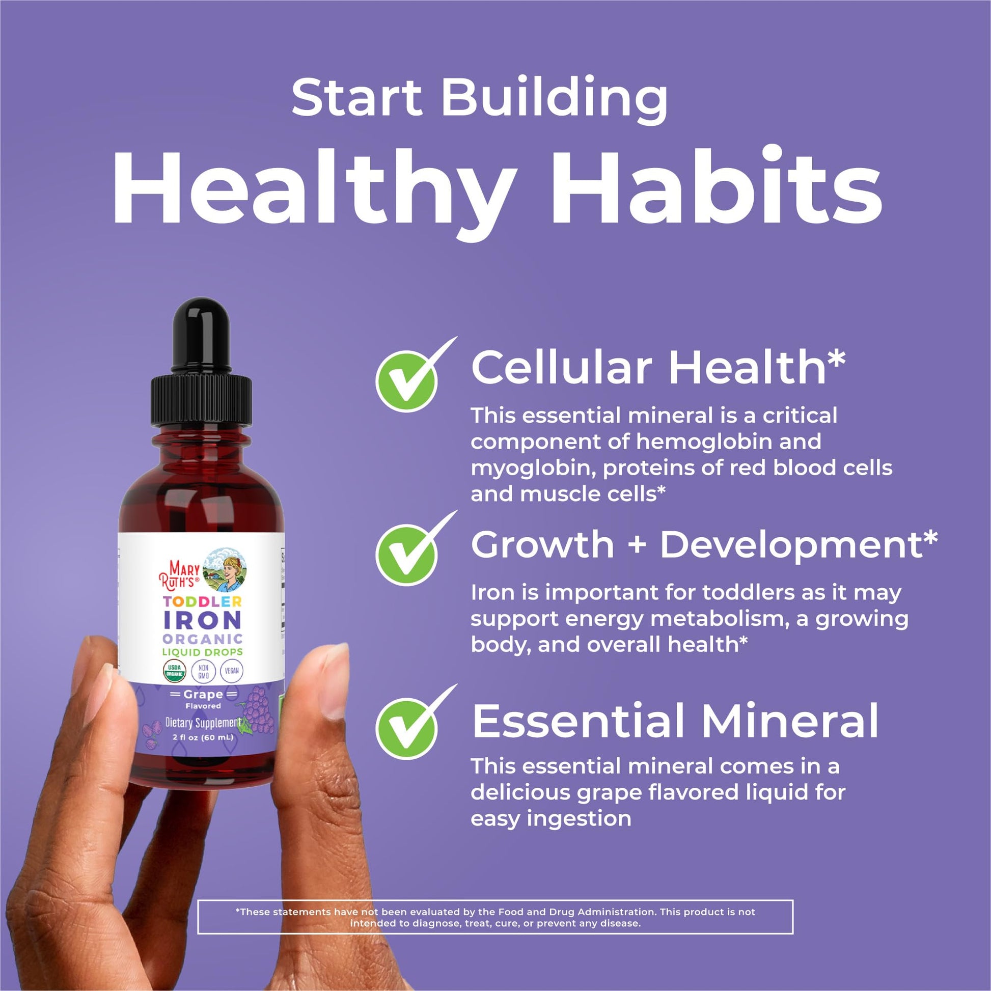 MaryRuth's Iron Supplement for Toddlers | Liquid Iron Supplement for Children Ages 1-3 | Iron Supplement for Iron Deficiency | Ferrochel | Sugar Free | Vegan | Non-GMO | Gluten Free | 2 Fl Oz MARYRUTH'SUS supplements