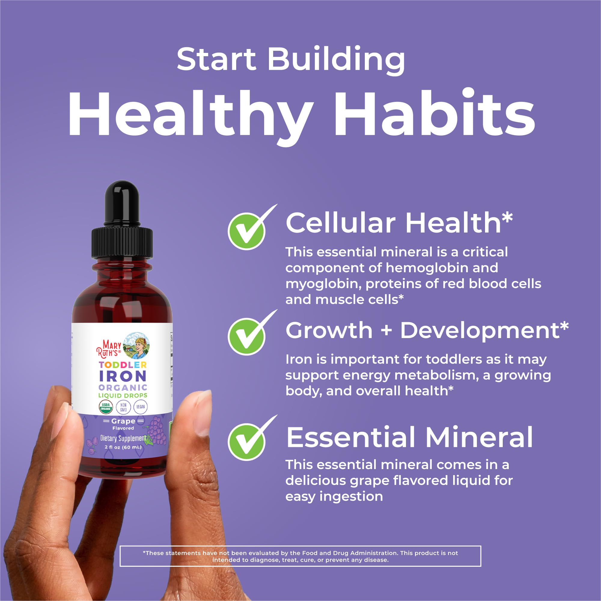 MaryRuth's Iron Supplement for Toddlers | Liquid Iron Supplement for Children Ages 1-3 | Iron Supplement for Iron Deficiency | Ferrochel | Sugar Free | Vegan | Non-GMO | Gluten Free | 2 Fl Oz MARYRUTH'SUS supplements