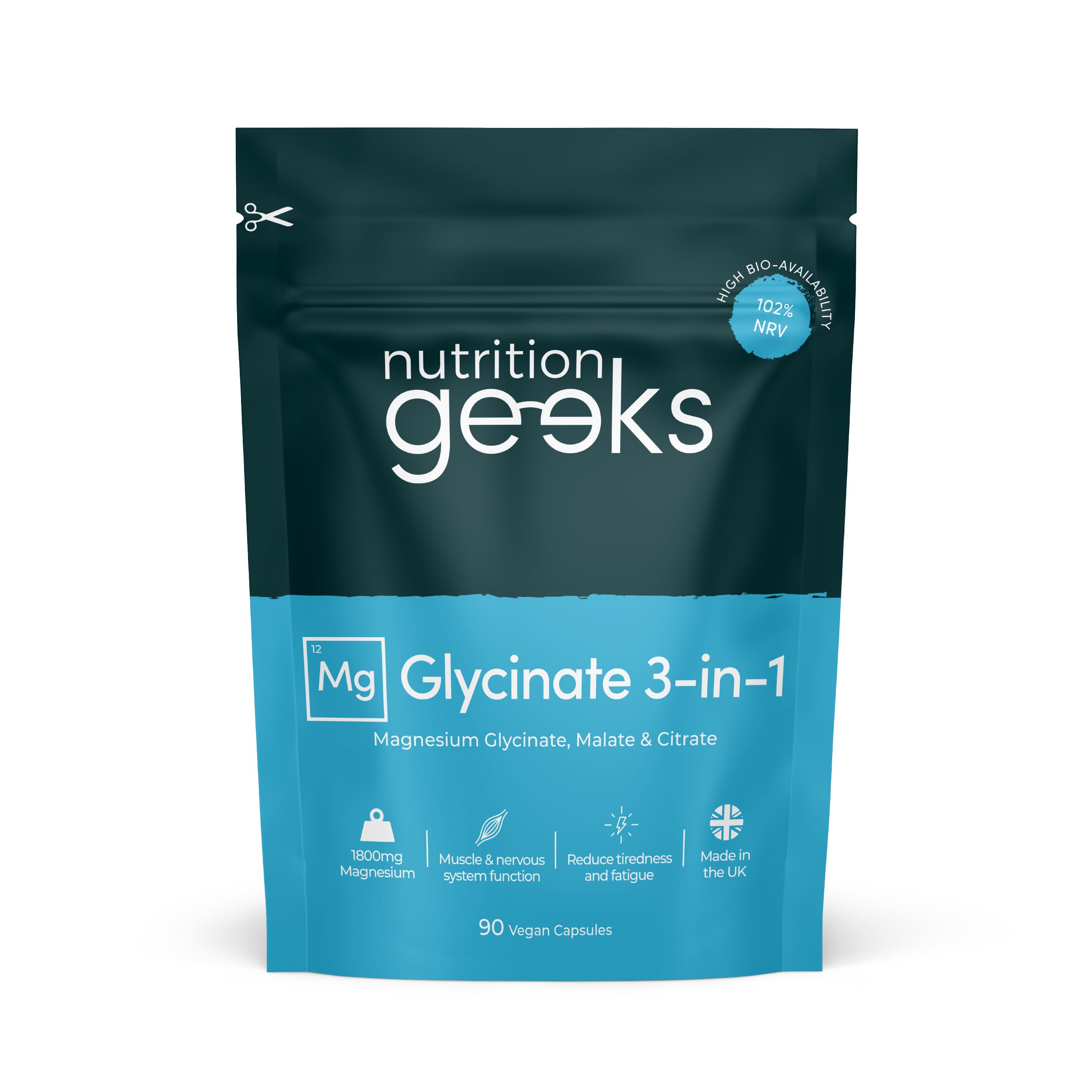 Magnesium Glycinate 3-in-1 Complex - 1800mg Supplements as Bisglycinate, Citrate Nutrition GeeksUS supplements
