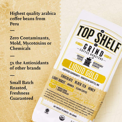 Organic Light Roast Whole Bean Coffee, The Best Espresso Beans from Peru Join Top Shelf GrindUS supplements