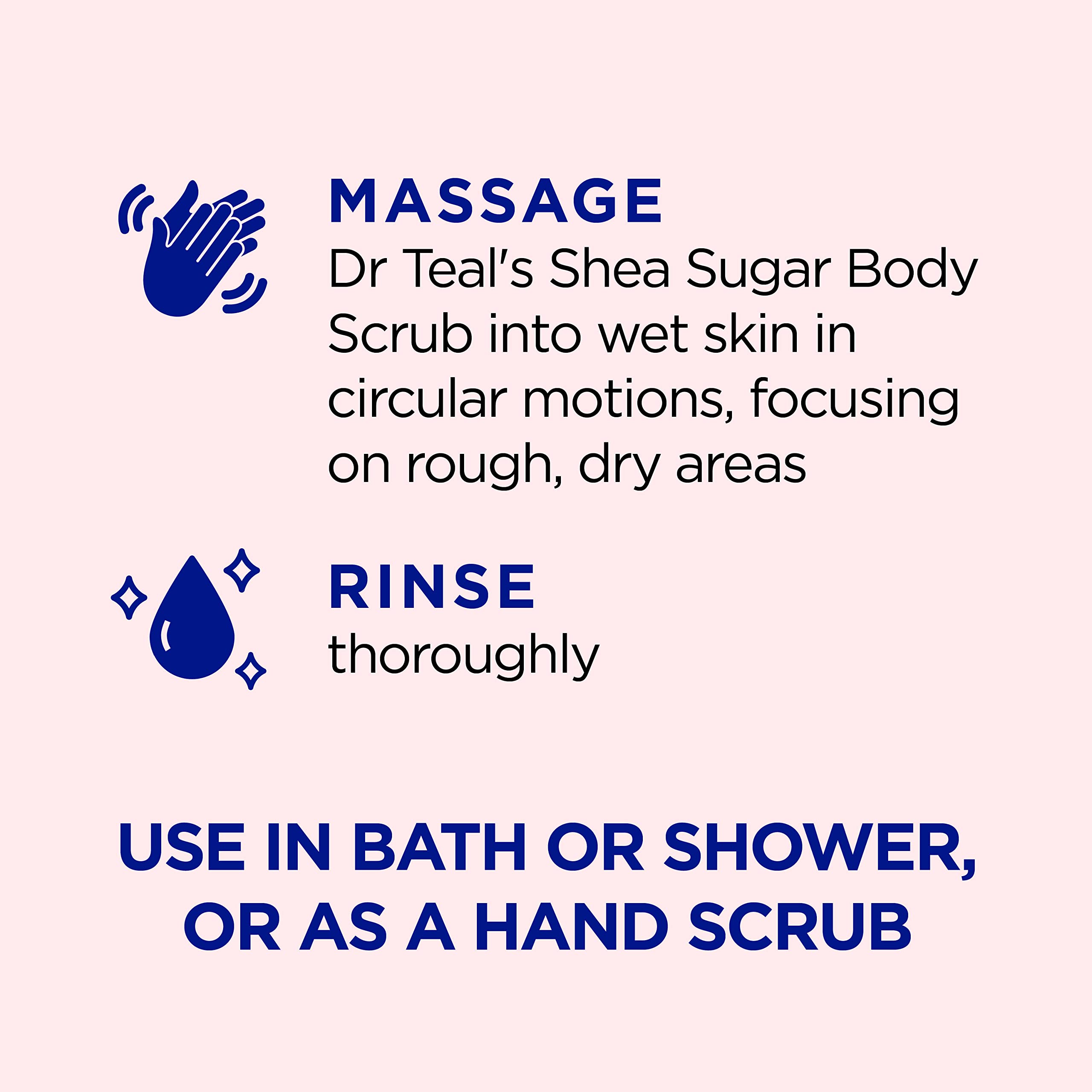 Dr Teal's Shea Sugar Body Scrub, Rose with Essential Oil, 19 oz (Pack of 3) Packaging May Dr Teal'sAu supplements