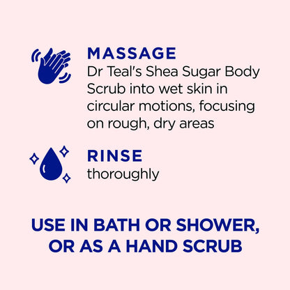Dr Teal's Shea Sugar Body Scrub, Rose with Essential Oil, 19 oz (Pack of 3) Packaging May Dr Teal'sUS supplements