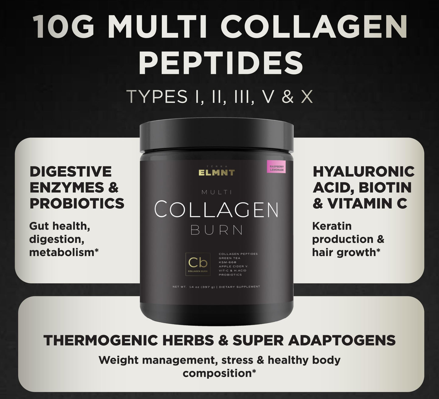 Super Collagen Burn - Premium Multi Collagen Powder for Women Weight Loss & Beauty TERRA ELMNTUS supplements