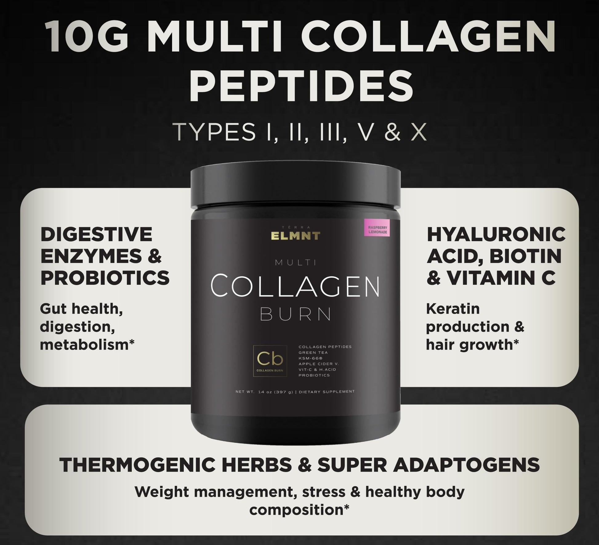 Super Collagen Burn - Premium Multi Collagen Powder for Women Weight Loss & Beauty TERRA ELMNTUS supplements