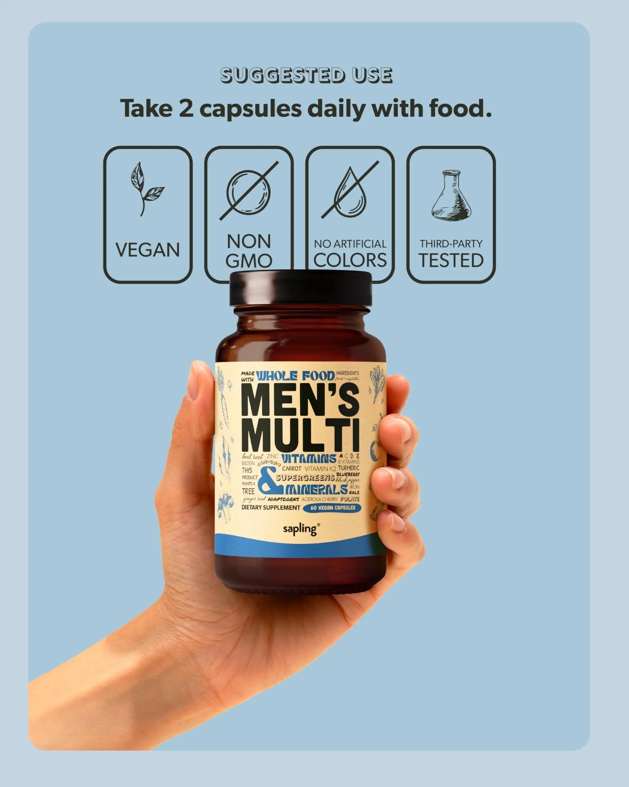 Multivitamin for Men - Daily Men’s Multivitamin - Methylated B Complex with Whole Food Ingredients, Vitamin B12, Folate saplingAu supplements