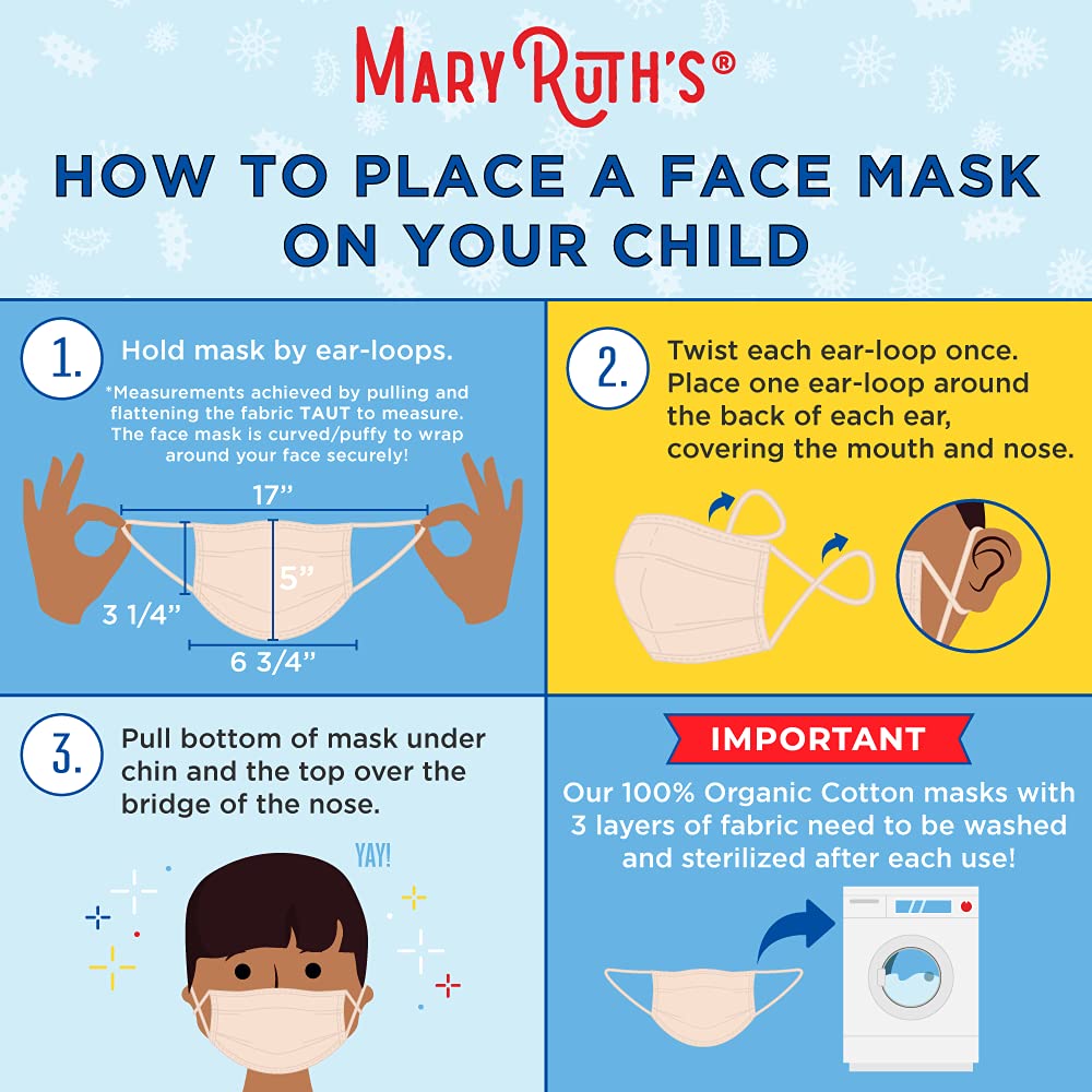 MaryRuth's Face Masks Made with 100% Organic Cotton | Soft and Secure 3-Layer Protection | Breathable Comfortable and Reusable Face Masks | One Size Fits Most | 3 Pack MARYRUTH'SUS supplements