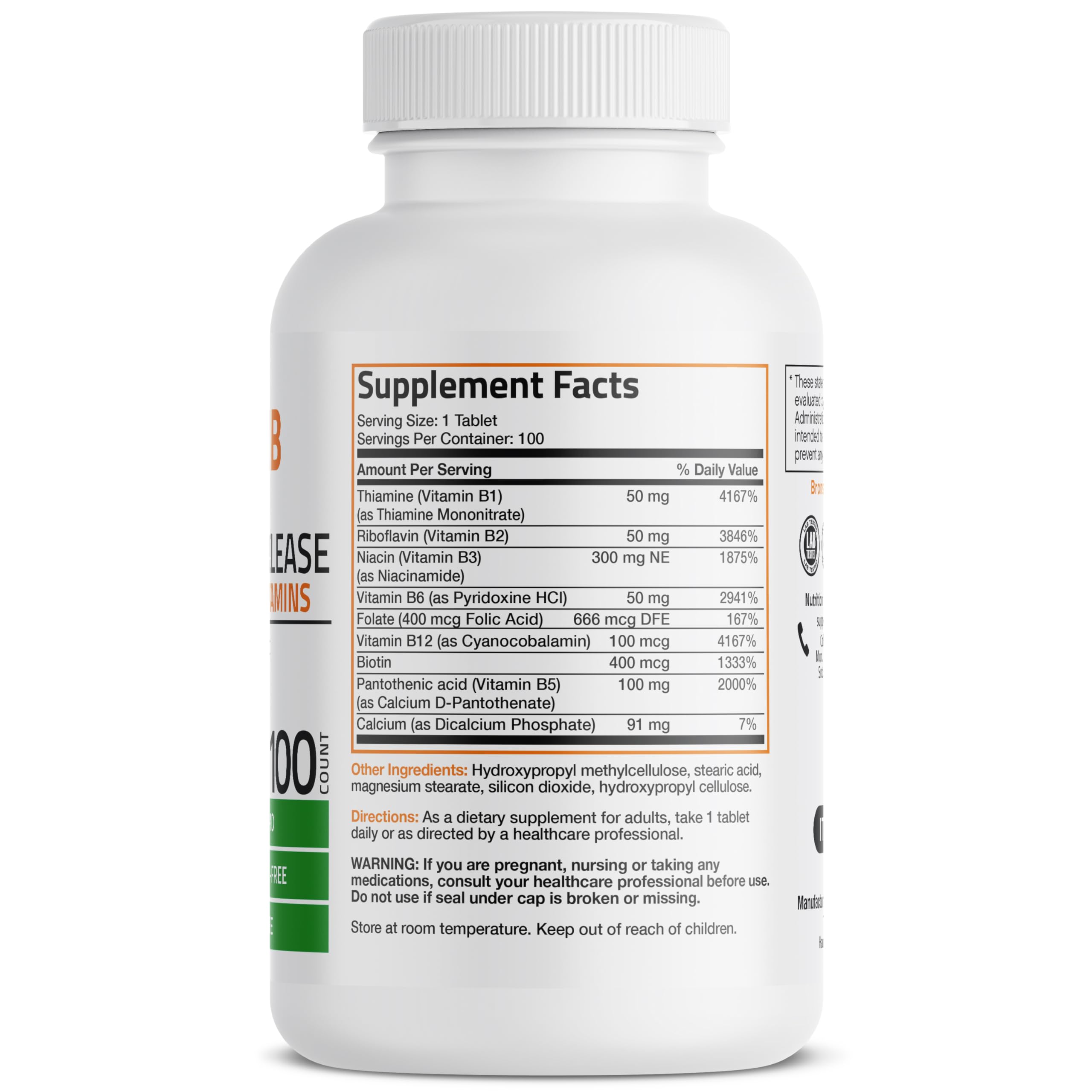 Bronson Super B Vitamin B Complex Sustained Slow Release Vitamin B1, B2, B3, B6, B9 BronsonAu supplements