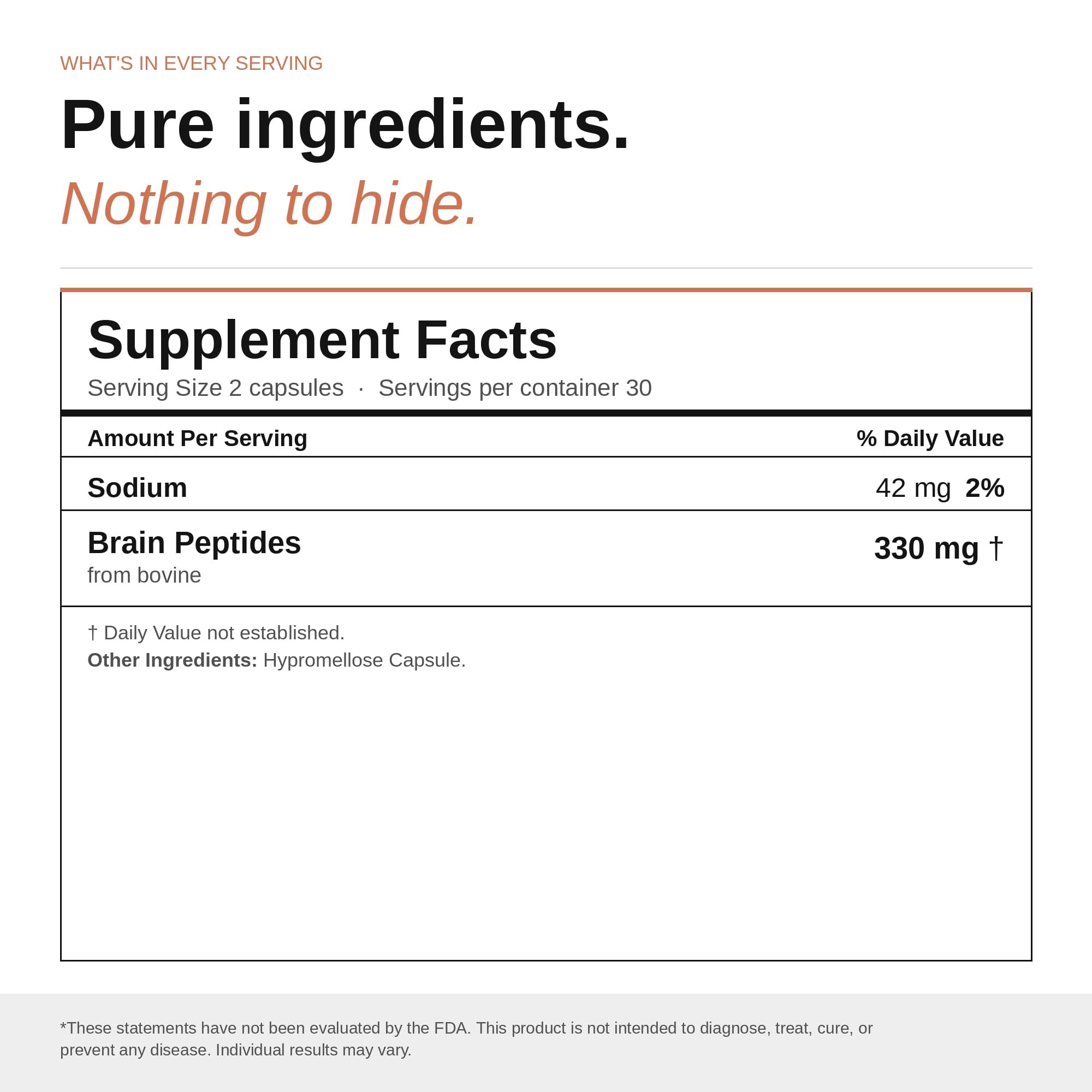 Nootropic Brain Supplement – Grass-Fed Bovine Brain Peptides for Focus, Memory & Mental Clarity – Ancestral Cognitive Support – Argentine Pasture-Raised, Non-GMO – 60 Capsules VILLAR BIOTECHAu supplements