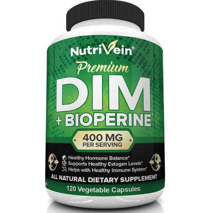 Nutrivein DIM Supplement 400mg Diindolylmethane Plus Bioperine - Maintain Hormone NutriveinUS supplements