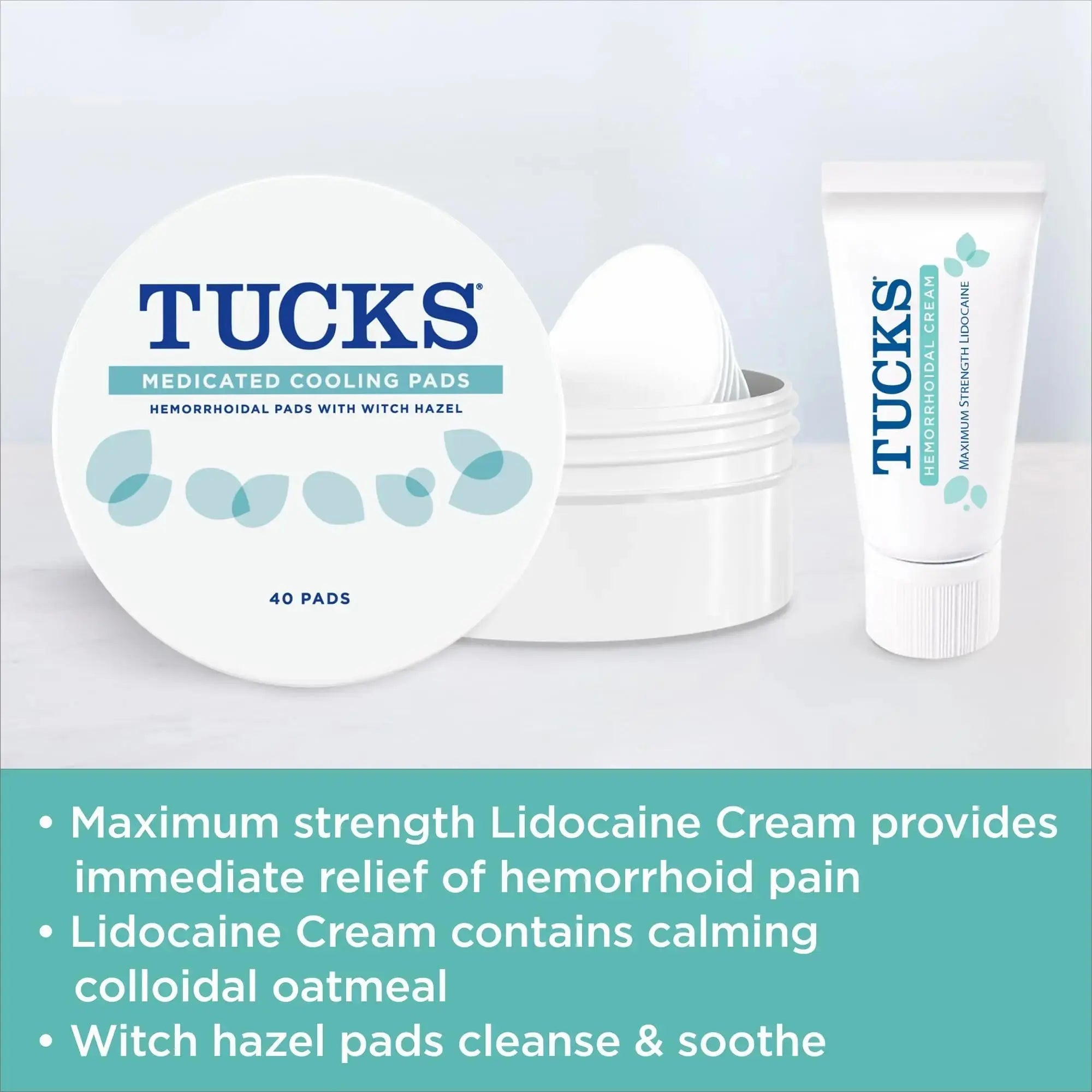 Tucks Multi-Care Relief Kit – 40 Count Witch Hazel Pads & 0.5 oz. Lidocaine Cream - Protects from Irritation, Hemorrhoid Treatment Medicated Pads Used by Hospitals TUCKSAu supplements