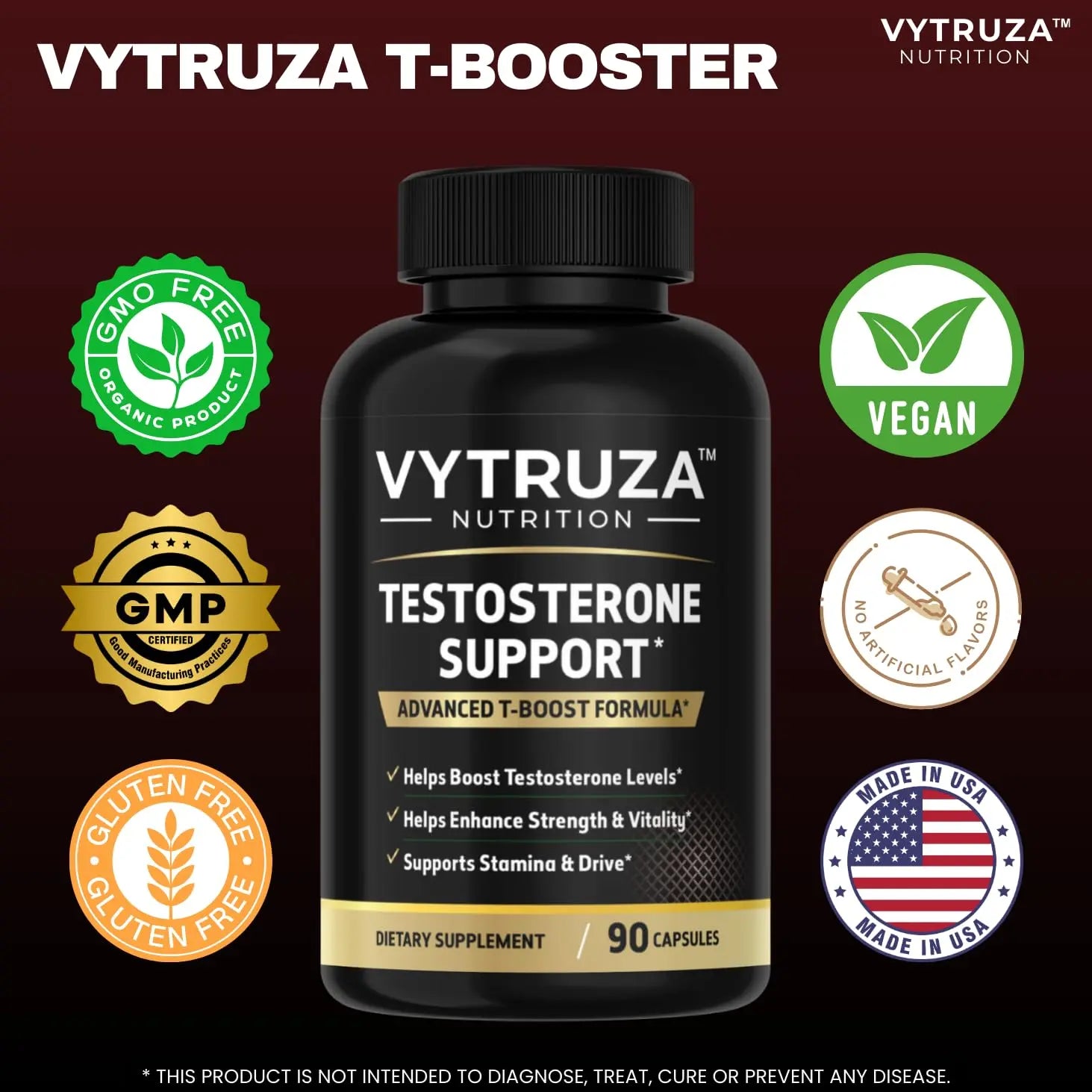 VYTRUZA Nutrition Advanced T-Boost Formula Test Support Capsules, Premium Ingredients, Energy, Strength Support Supplement for Men, 90 Capsules VYTRUZAAu supplements