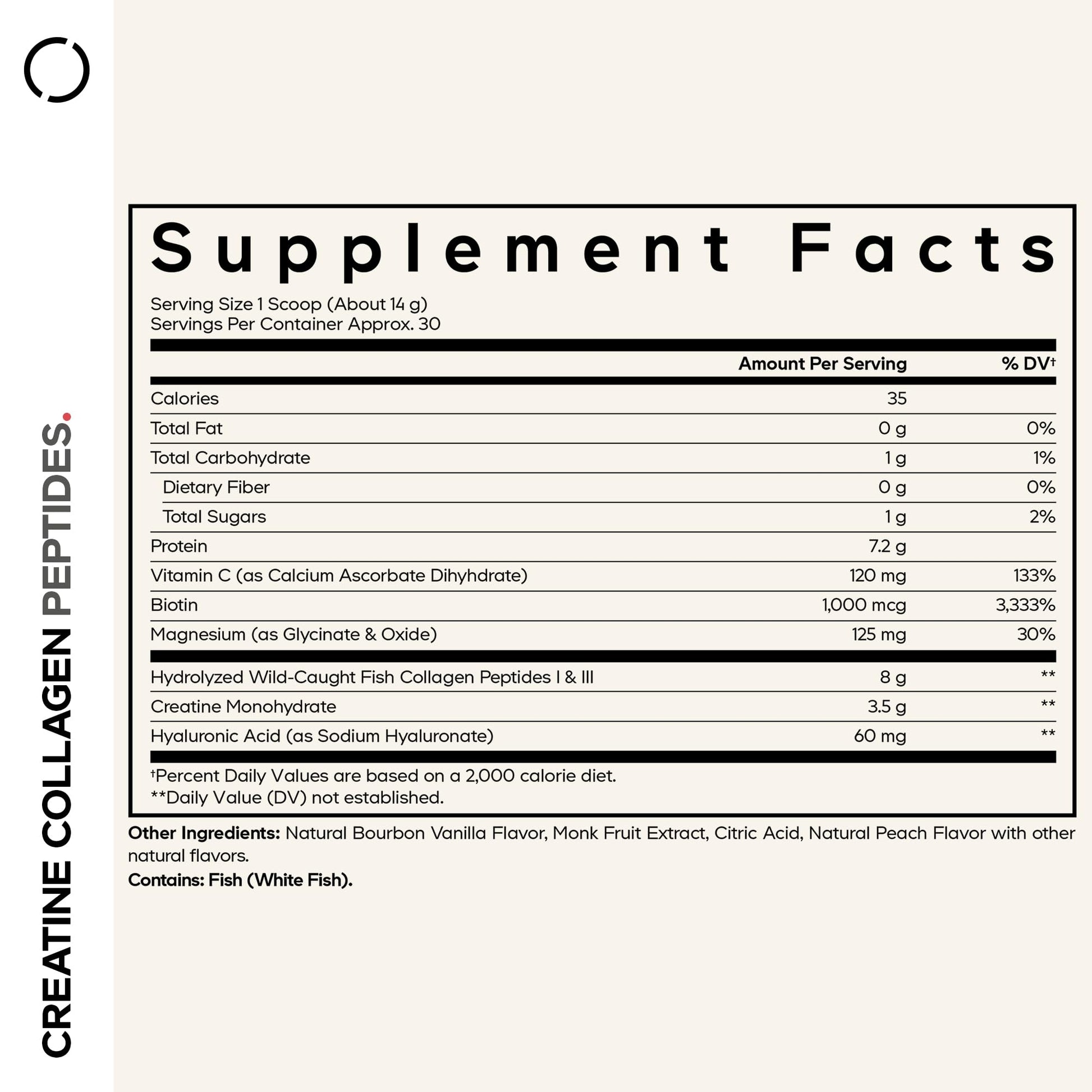 Codeage Creatine Collagen Peptides - Creatine Monohydrate Powder Supplement, Wild-Caught Marine Collagen, Biotin, Magnesium, Vitamin C, Hyaluronic Acid - Vanilla Flavored - Non-GMO - 15 Oz CodeageAu supplements