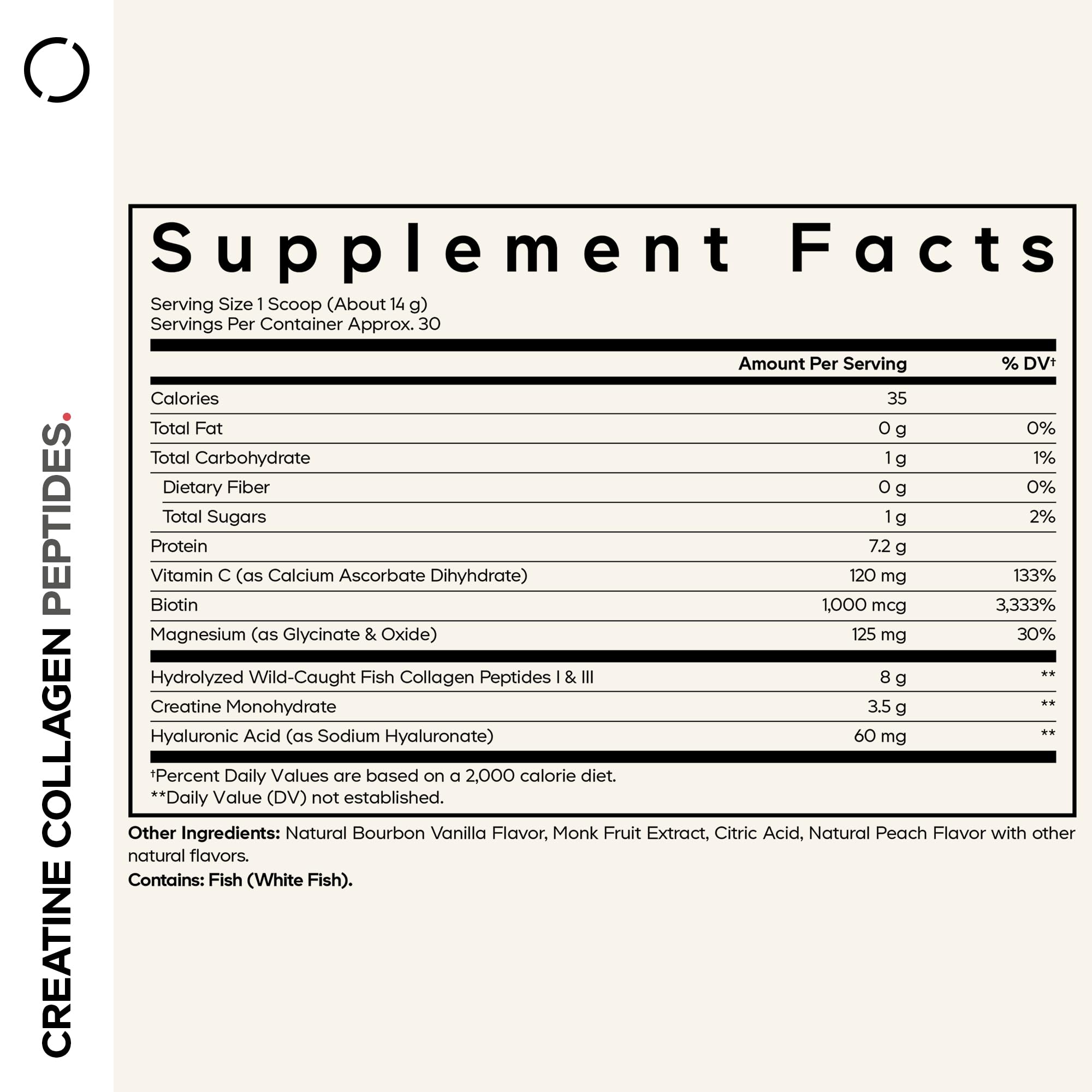 Codeage Creatine Collagen Peptides - Creatine Monohydrate Powder Supplement, Wild-Caught Marine Collagen, Biotin, Magnesium, Vitamin C, Hyaluronic Acid - Vanilla Flavored - Non-GMO - 15 Oz CodeageAu supplements