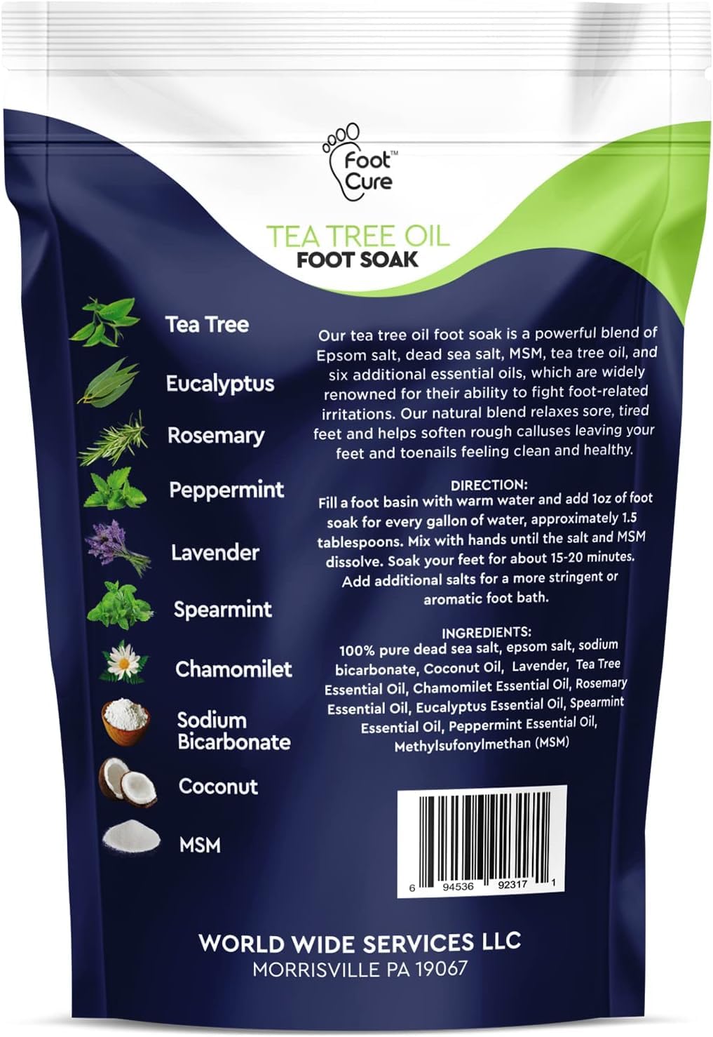 Tea Tree Oil & Citrus Detox Foot Soak with Epsom Salts - All Natural Salts for Post Workout FOOT CUREUS supplements