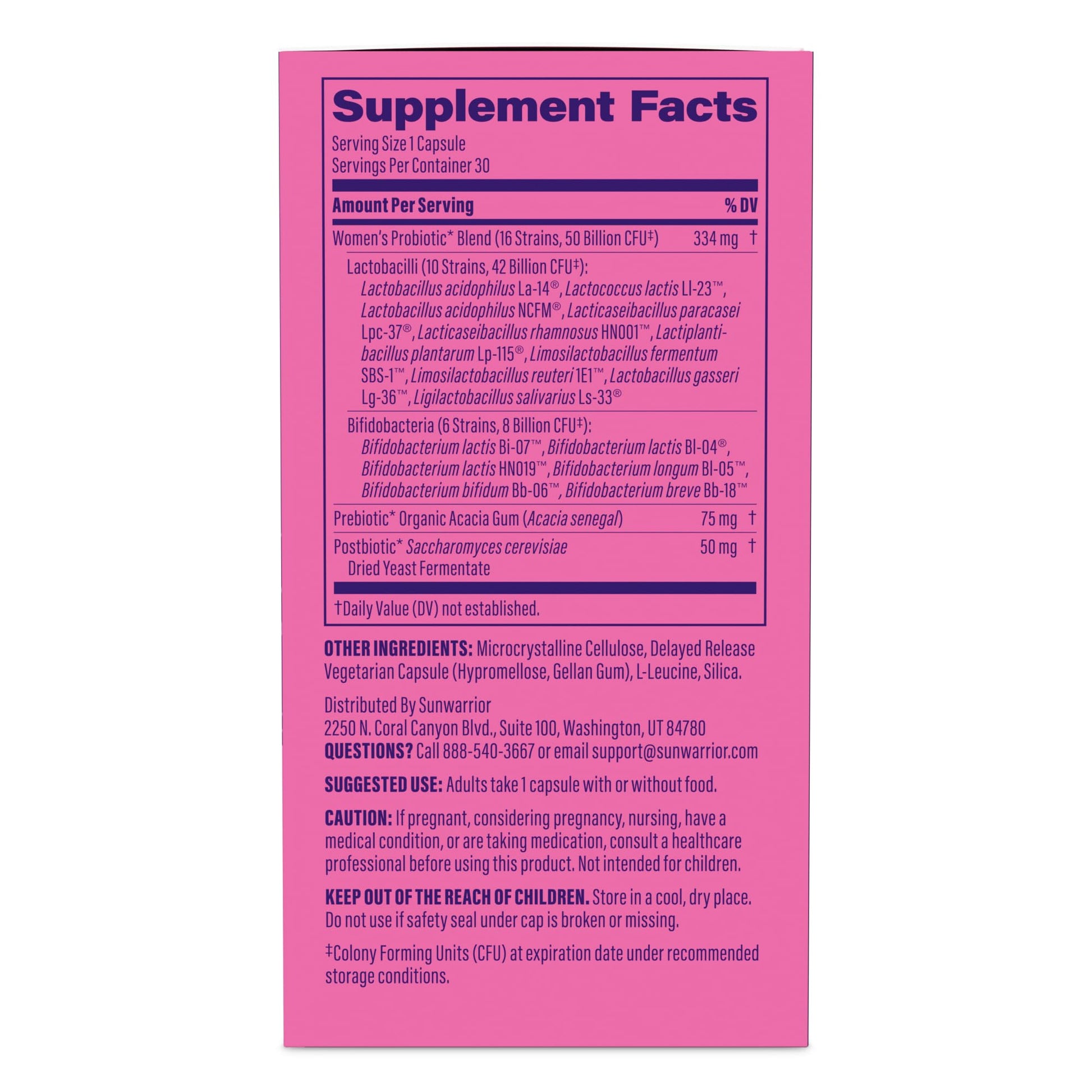 Probiotic for Gut Health 50 Billion CFU Probiotics Supplement Capsules 16 Strains Prebiotics, Postbiotics for Women Gut Immune Colon Health Energy Endurance Support Soy-Free Non-GMO 30 Capsule Serving SunwarriorAu supplements