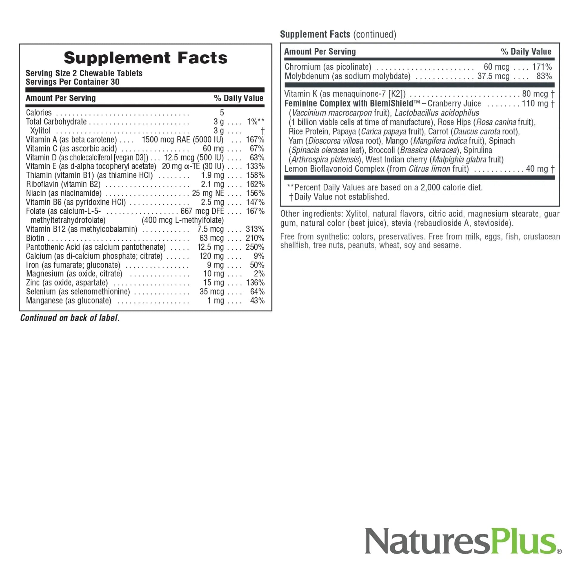 NaturesPlus Source of Life Power Teen for Her, Natural Berry - 60 Chewable Tablets - High Potency Multivitamin - Sugar Free, Vegan - 30 Servings NaturesPlusAu supplements