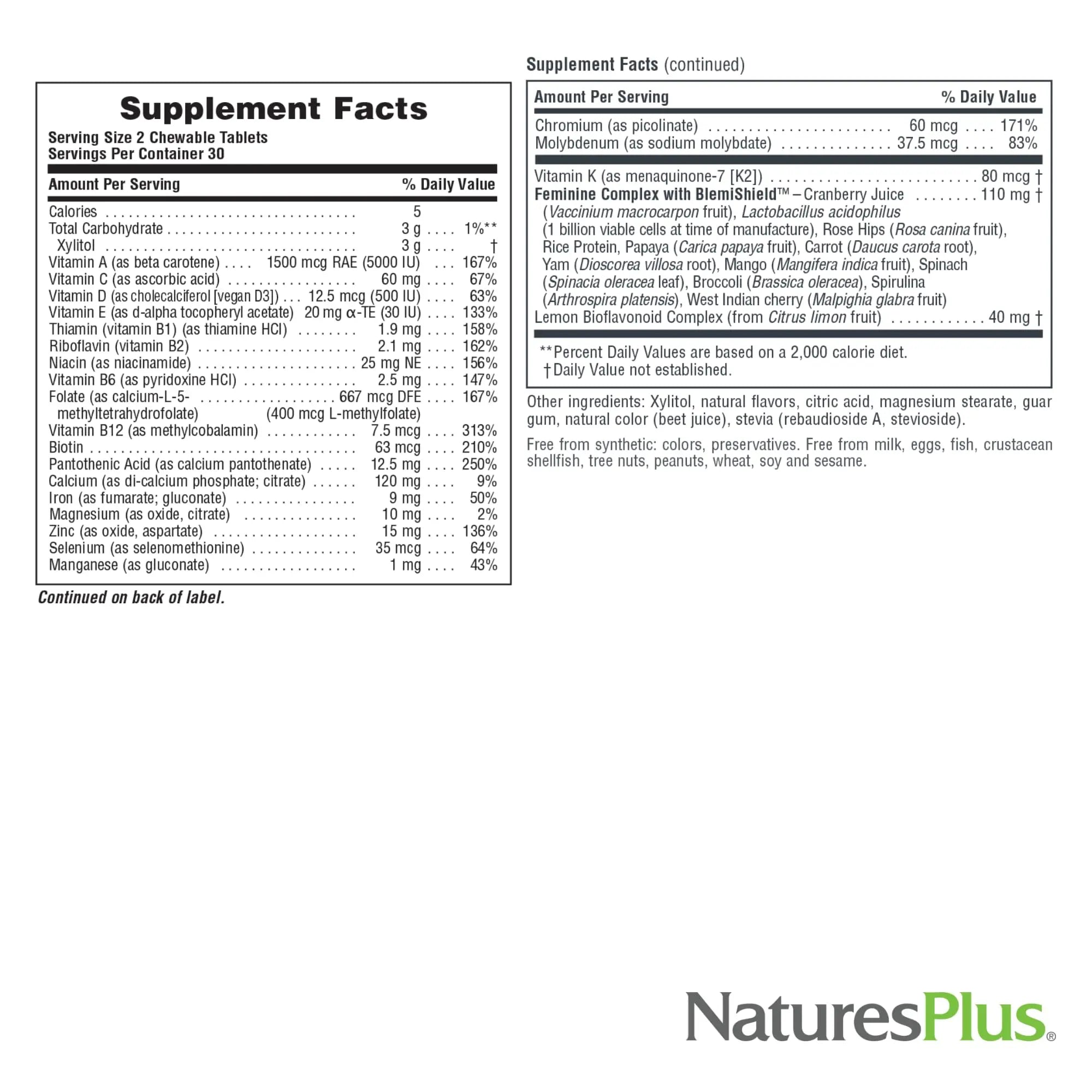 NaturesPlus Source of Life Power Teen for Her, Natural Berry - 60 Chewable Tablets - High Potency Multivitamin - Sugar Free, Vegan - 30 Servings NaturesPlusAu supplements