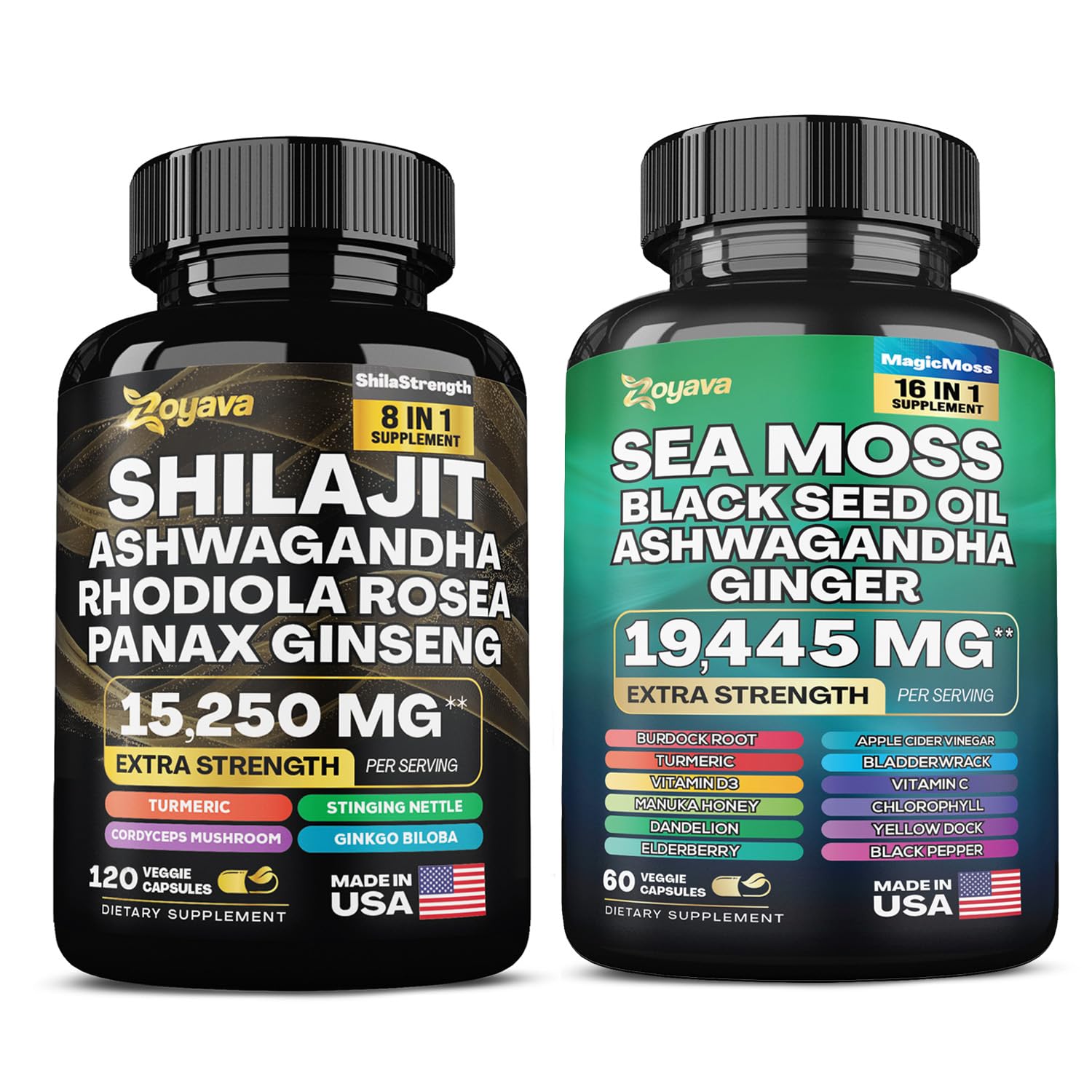 Zoyava Sea Moss Supreme16 Blend 19,445 MG and Shilajit 15,250 MG - Nature's Synergy ZoyavaUS supplements